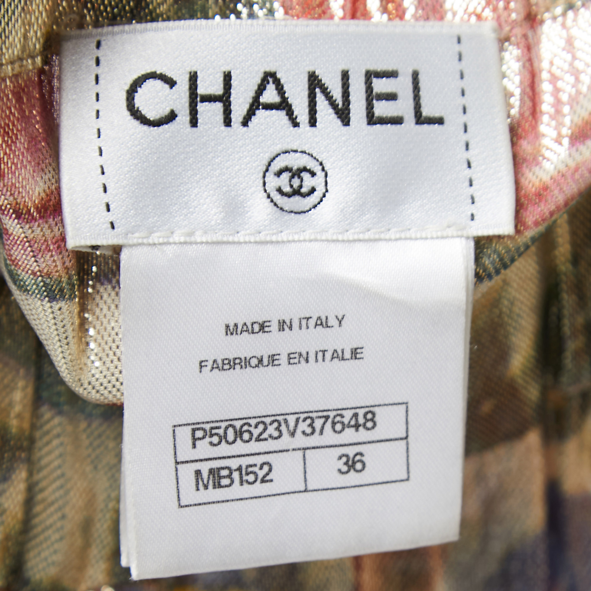 Chanel Gold Floral Metallic Lame Elastic Waist Pants S