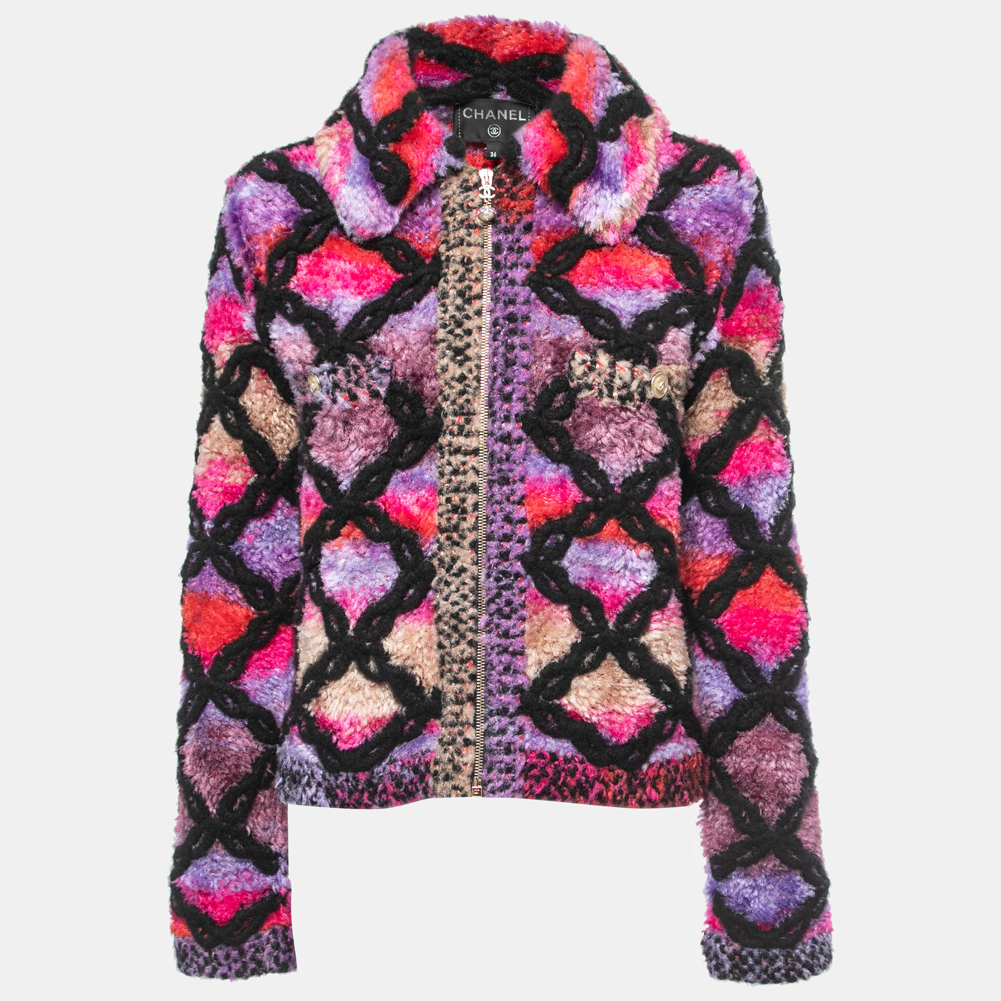 Chanel Multicolor Wool Shearling Jacket S
