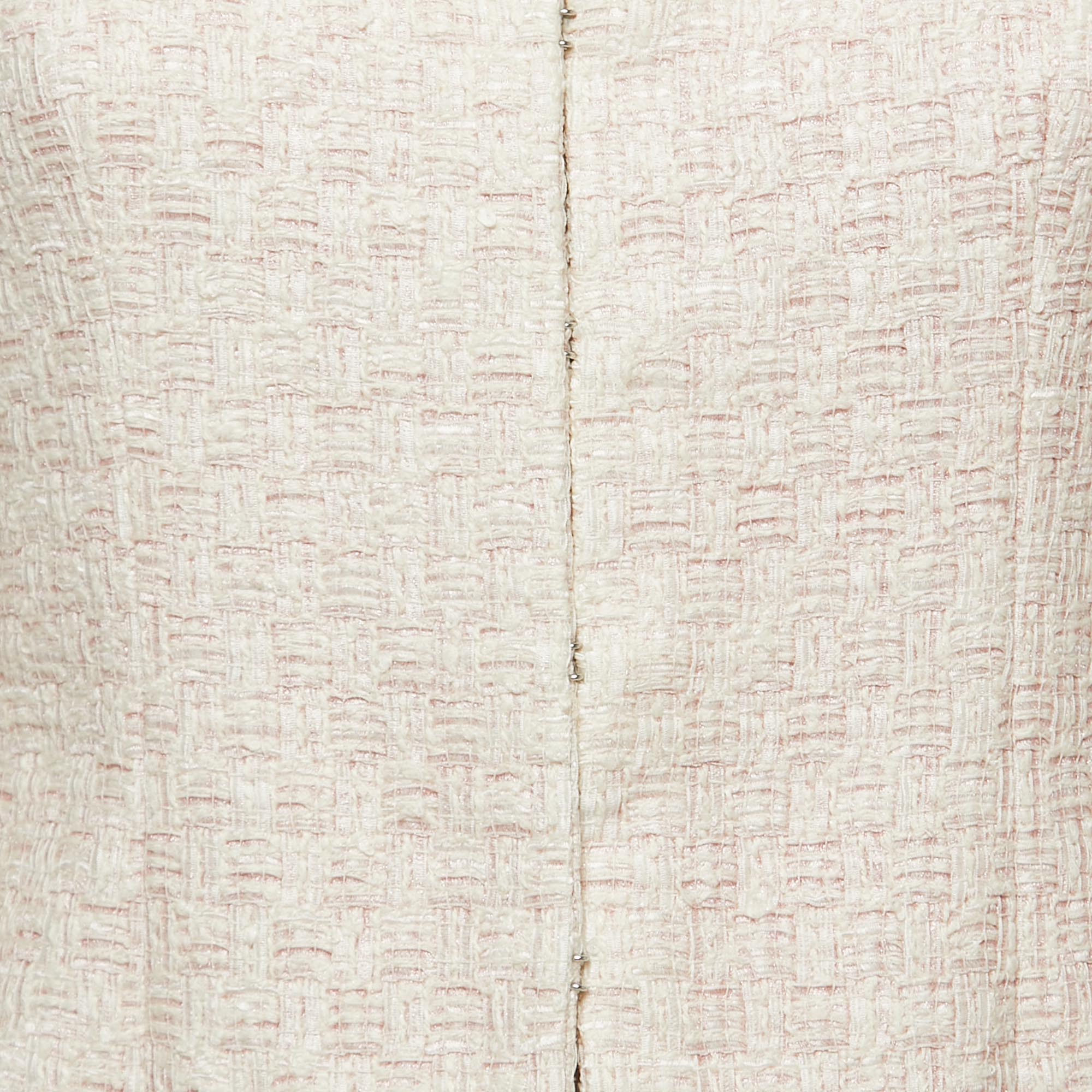 Chanel Pink Lurex Tweed Collared Tailored Jacket S