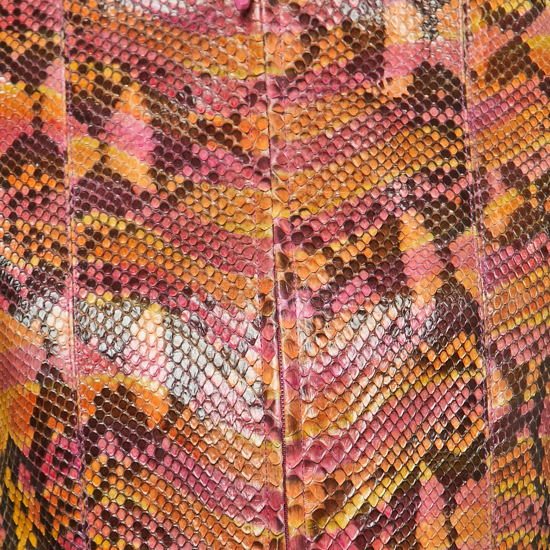 Chanel Limited Edition Multicolor Python Leather Zip Front Jacket M