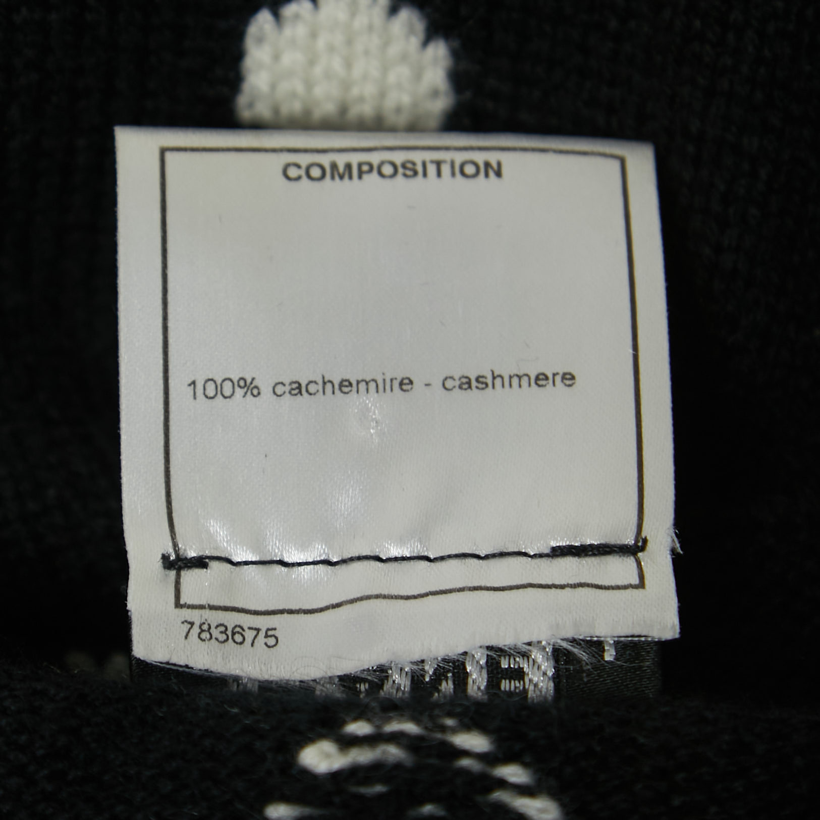 Chanel Black/White Polka Dot Cashmere Knit Top S