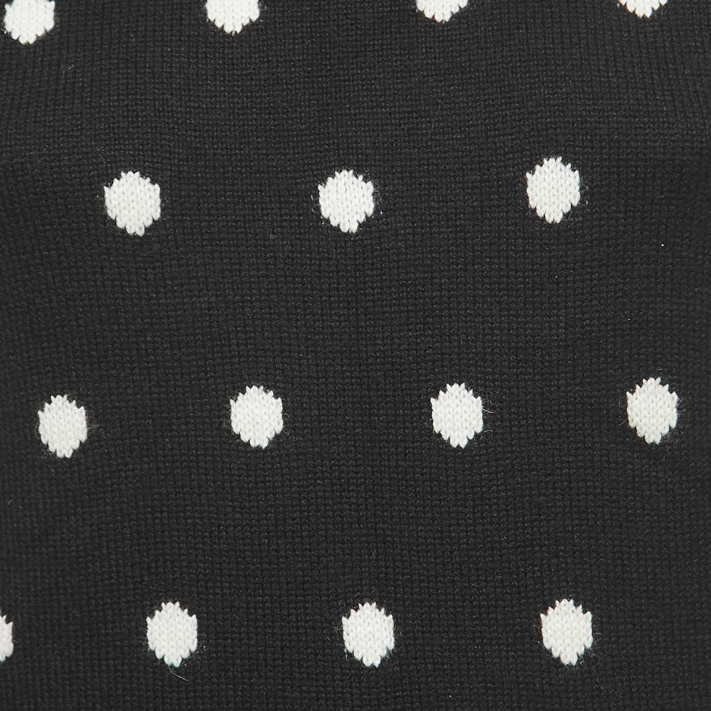 Chanel Black/White Polka Dot Cashmere Knit Top S