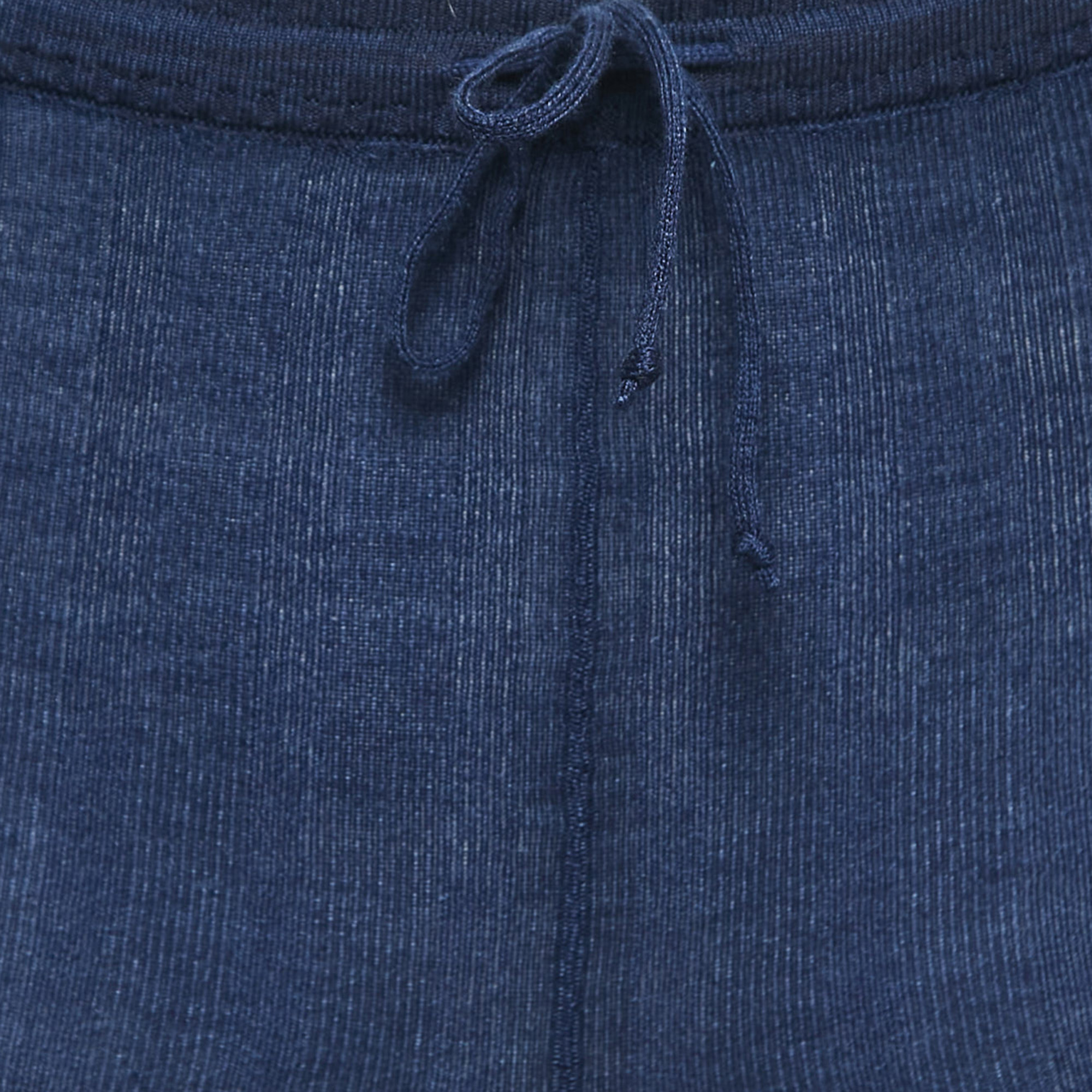 Chanel Blue Ribbed Knit Leggings XS