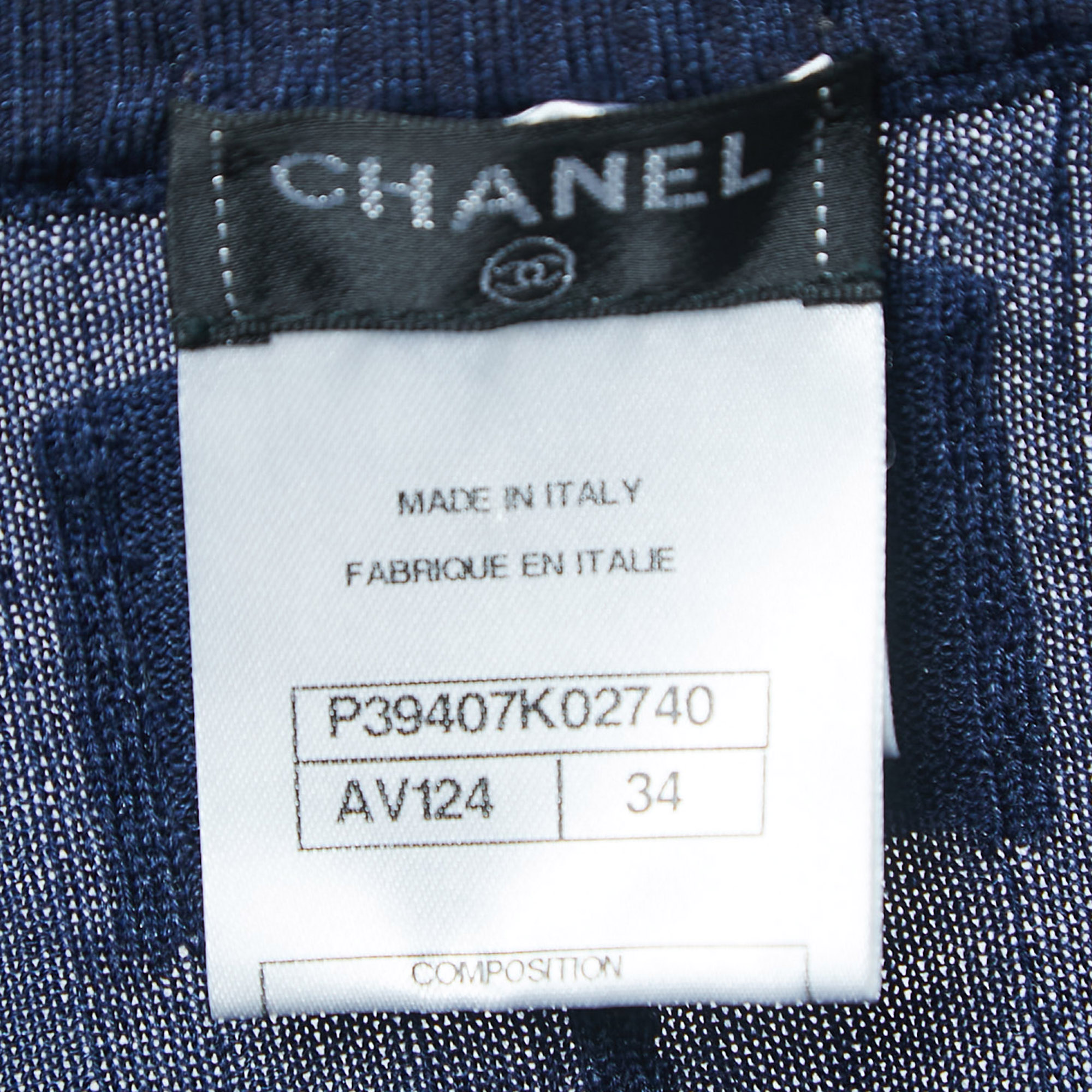 Chanel Blue Ribbed Knit Leggings XS