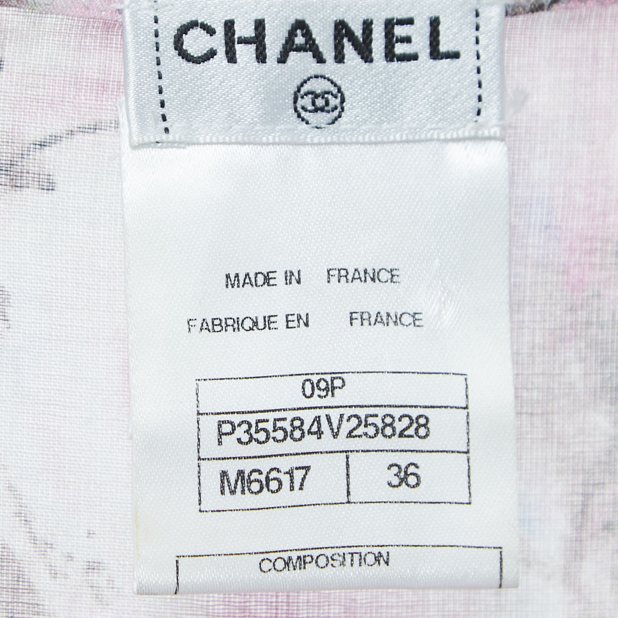 Chanel Pink Camelia Print Cotton Bow-Detail Dress S