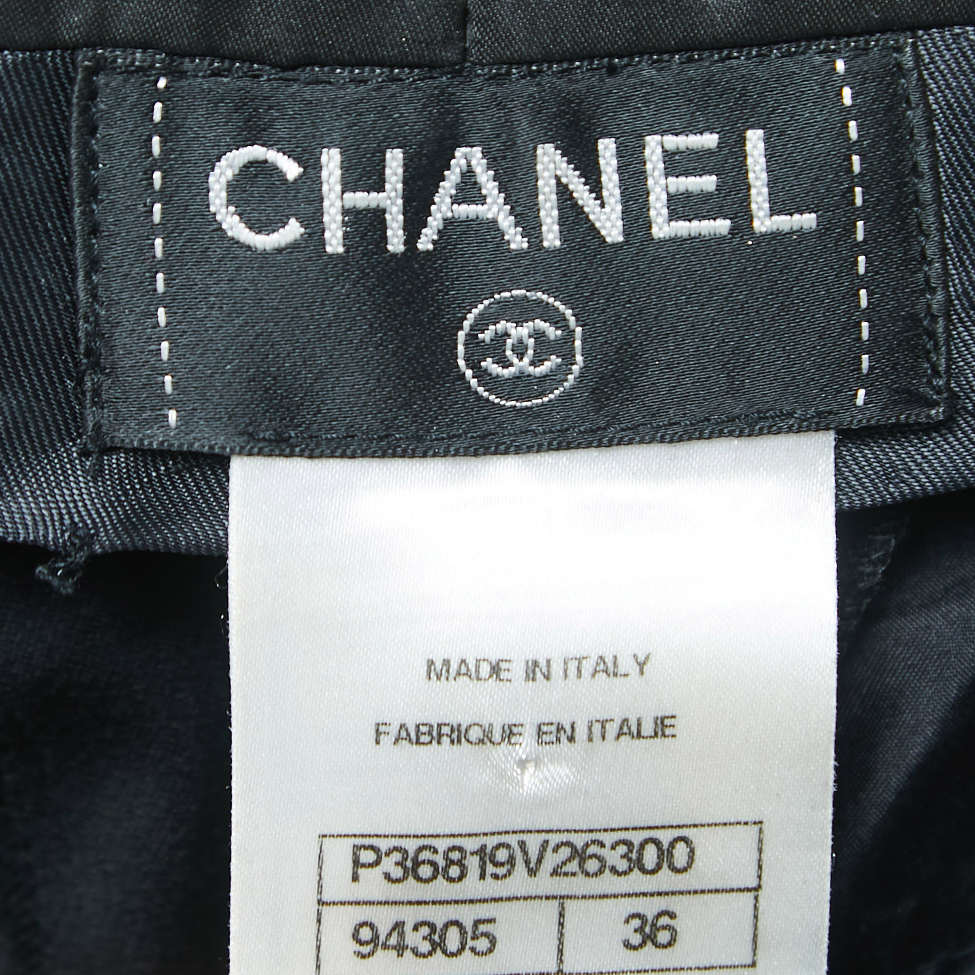 Chanel Black Wool Wide Leg Trousers S