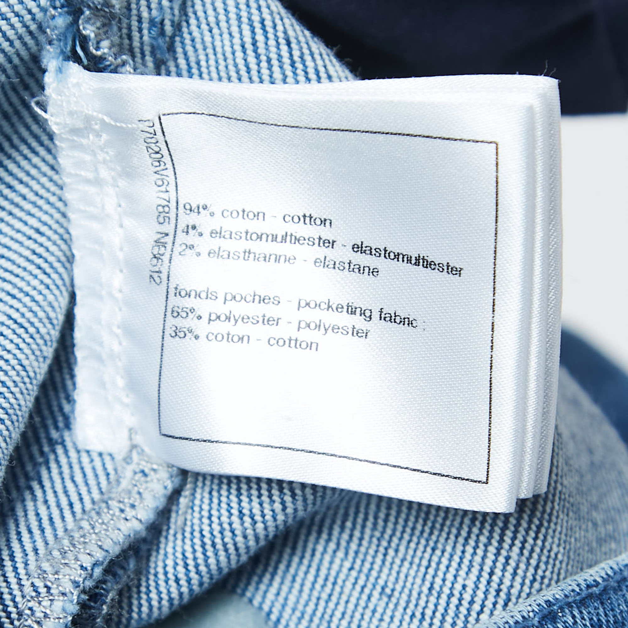 Chanel Blue Embossed Logo Denim Jeans S Waist 24