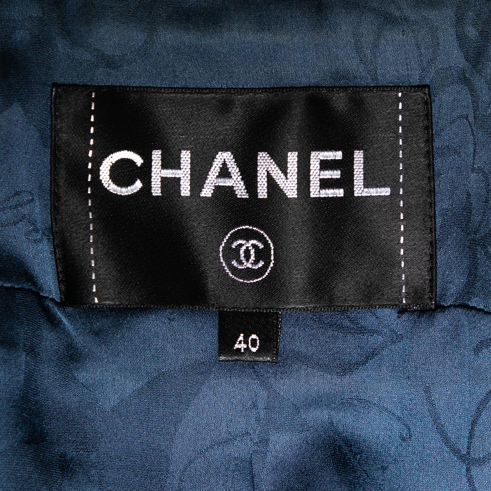 Chanel Multicolor Tweed Button Front Blazer M