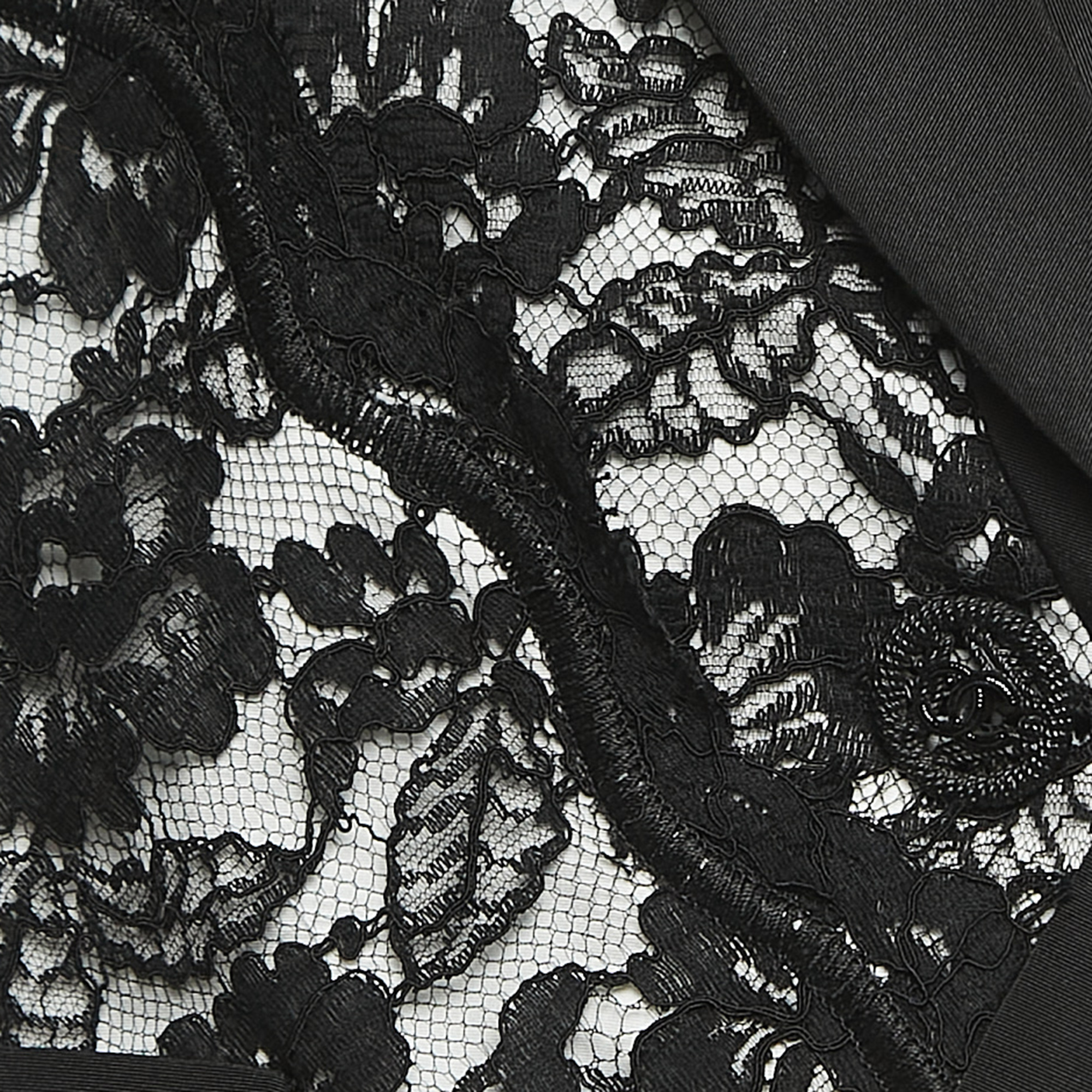 Chanel Black/White Floral Lace Single Button Blazer L