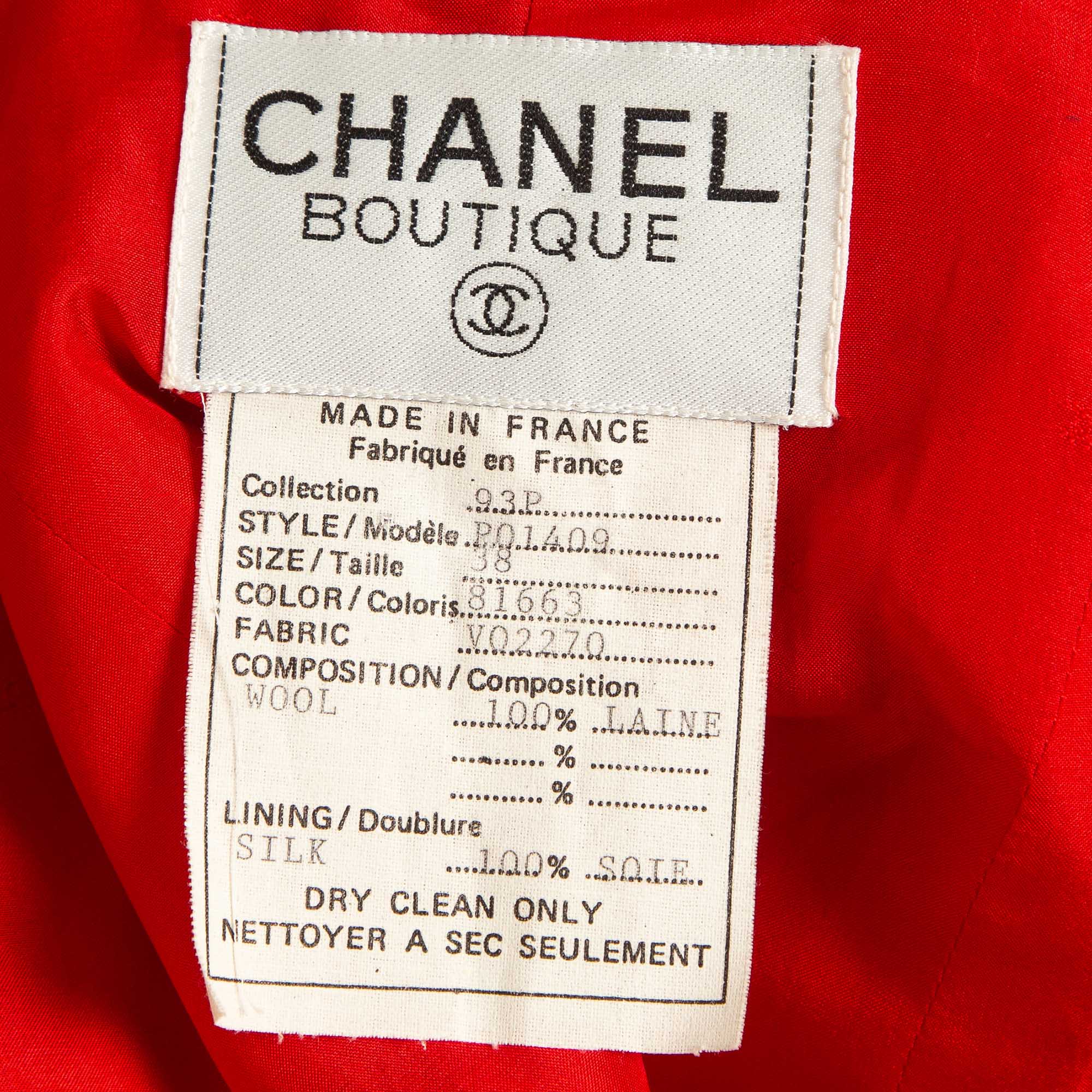 Chanel Vintage Red Wool Tailored Jacket M