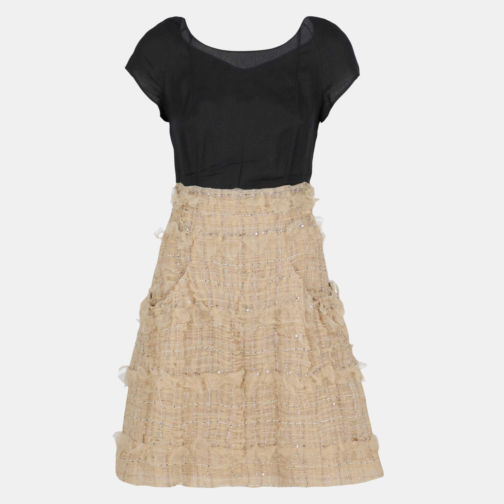 Chanel  Women's Synthetic Fibers Mini Dress - Beige - M