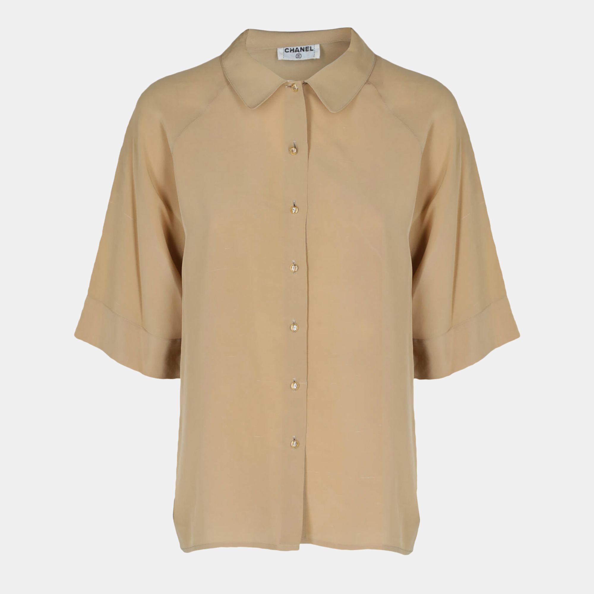 Chanel  Women's Silk Shirt - Camel Color - XL