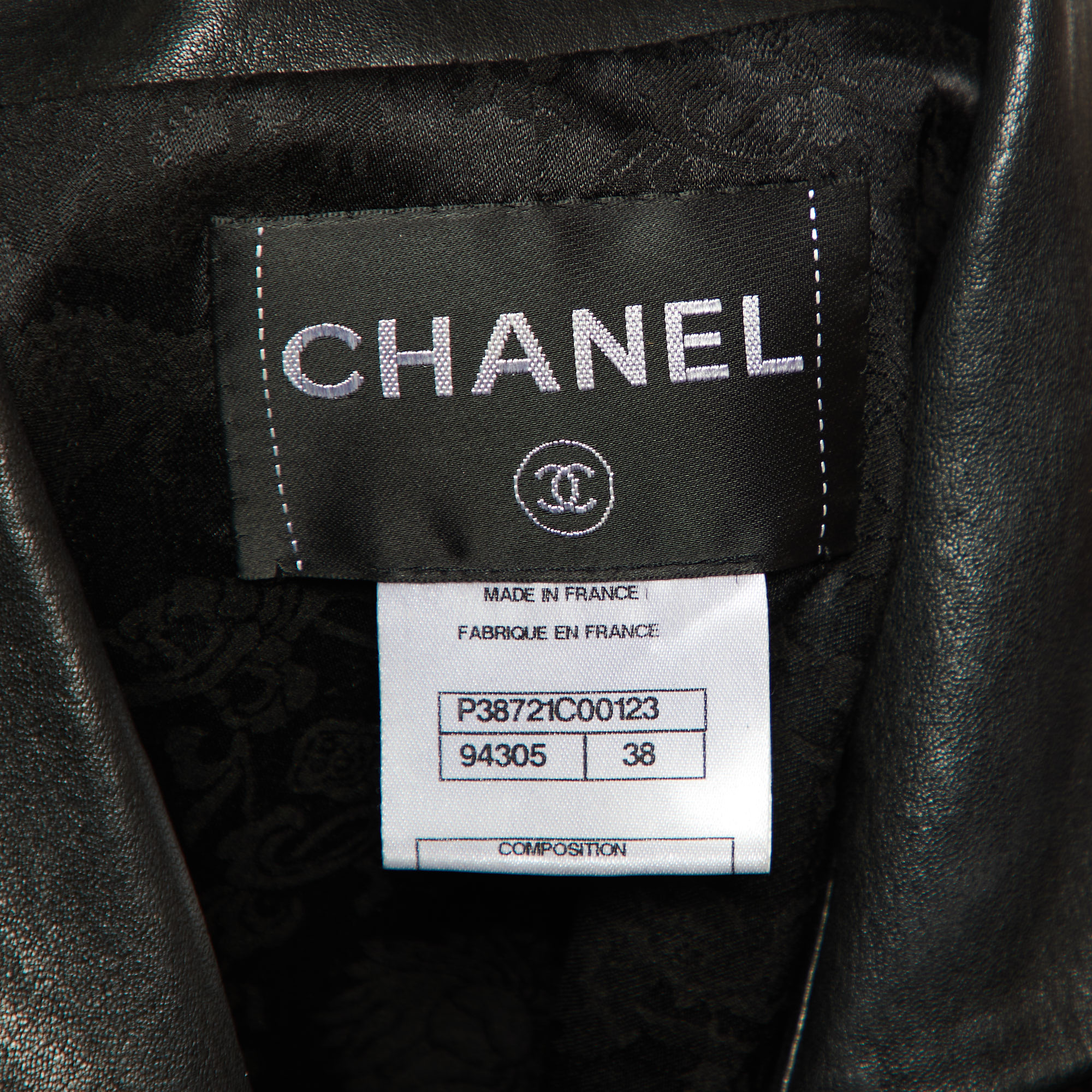 Chanel Black Camelia Cutout Leather Button Front Jacket M