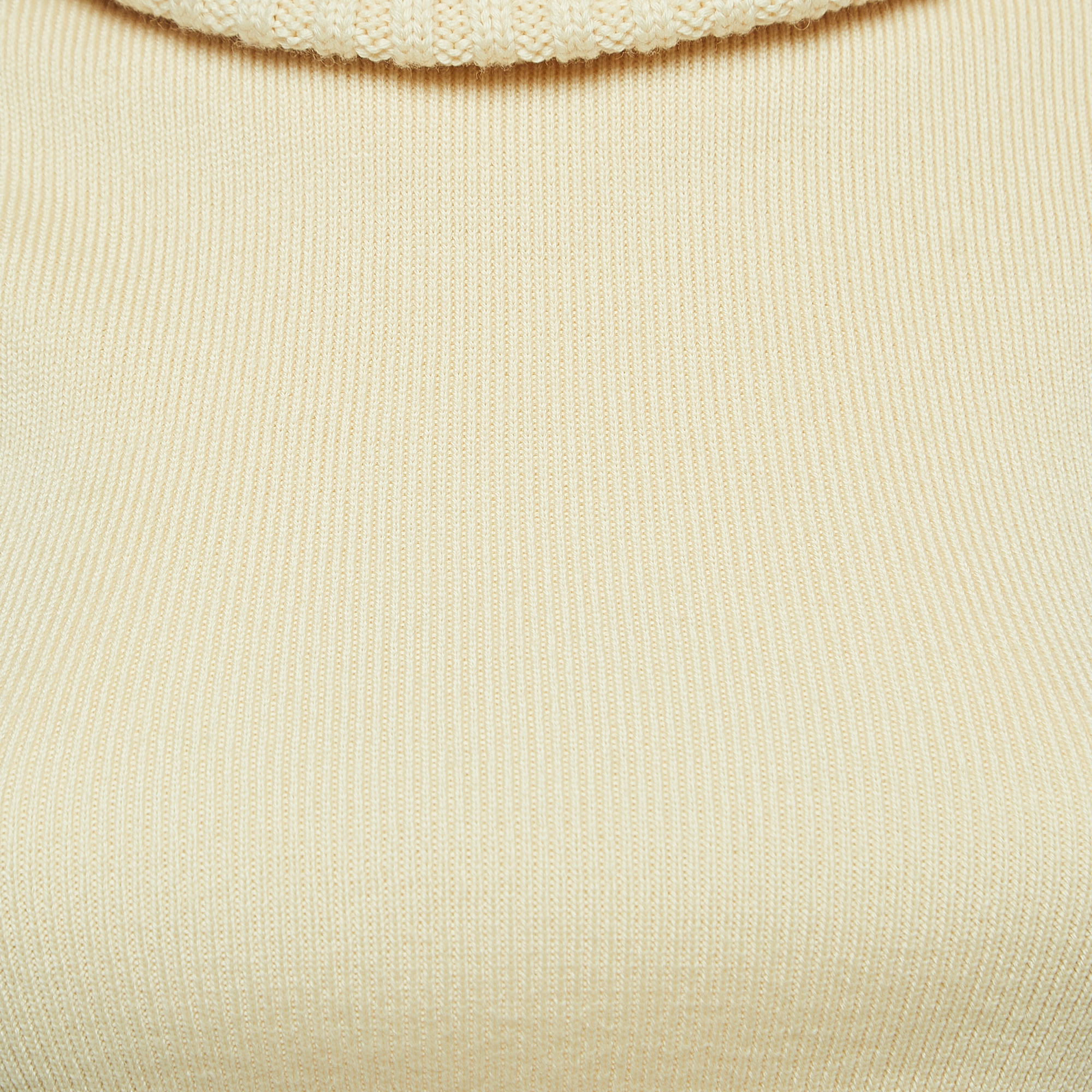 Chanel Vintage Cream Wool Turtle Neck Sleeveless Sweater S