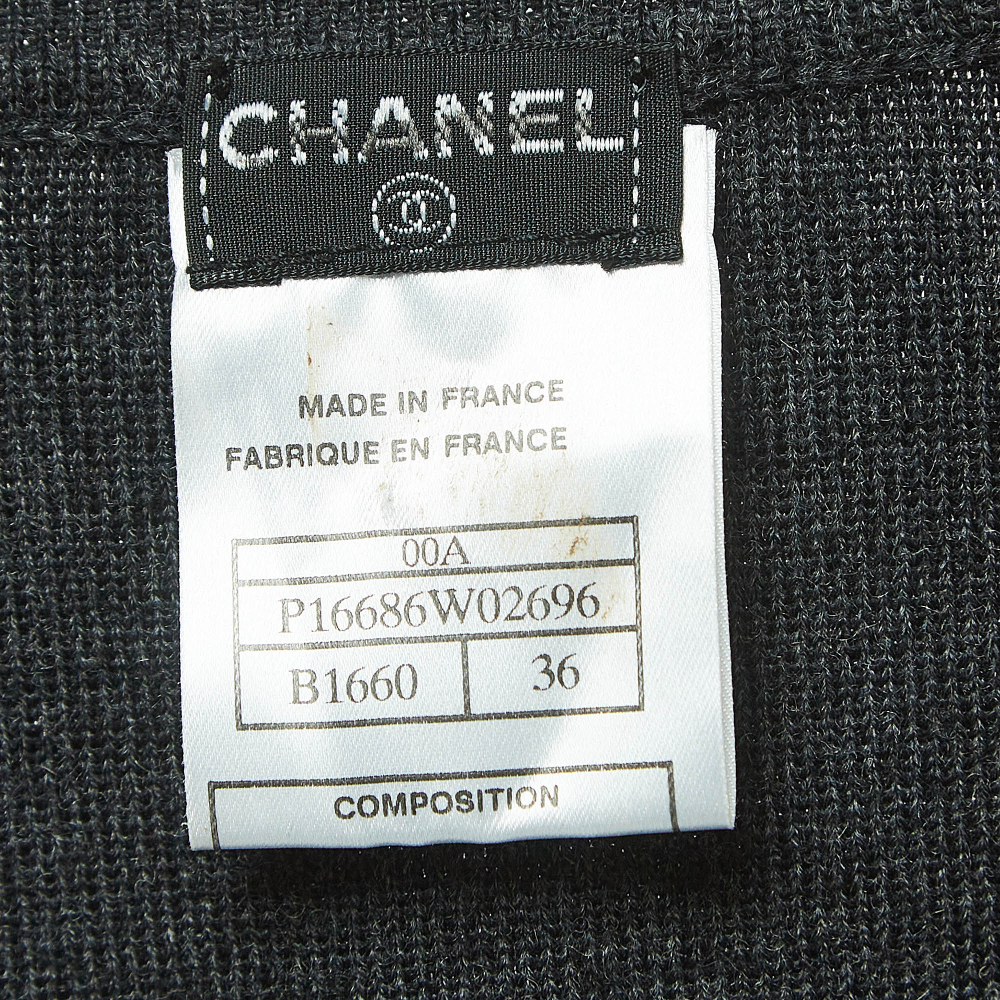 Chanel Beige/Grey Wool Zip Front Cardigan S
