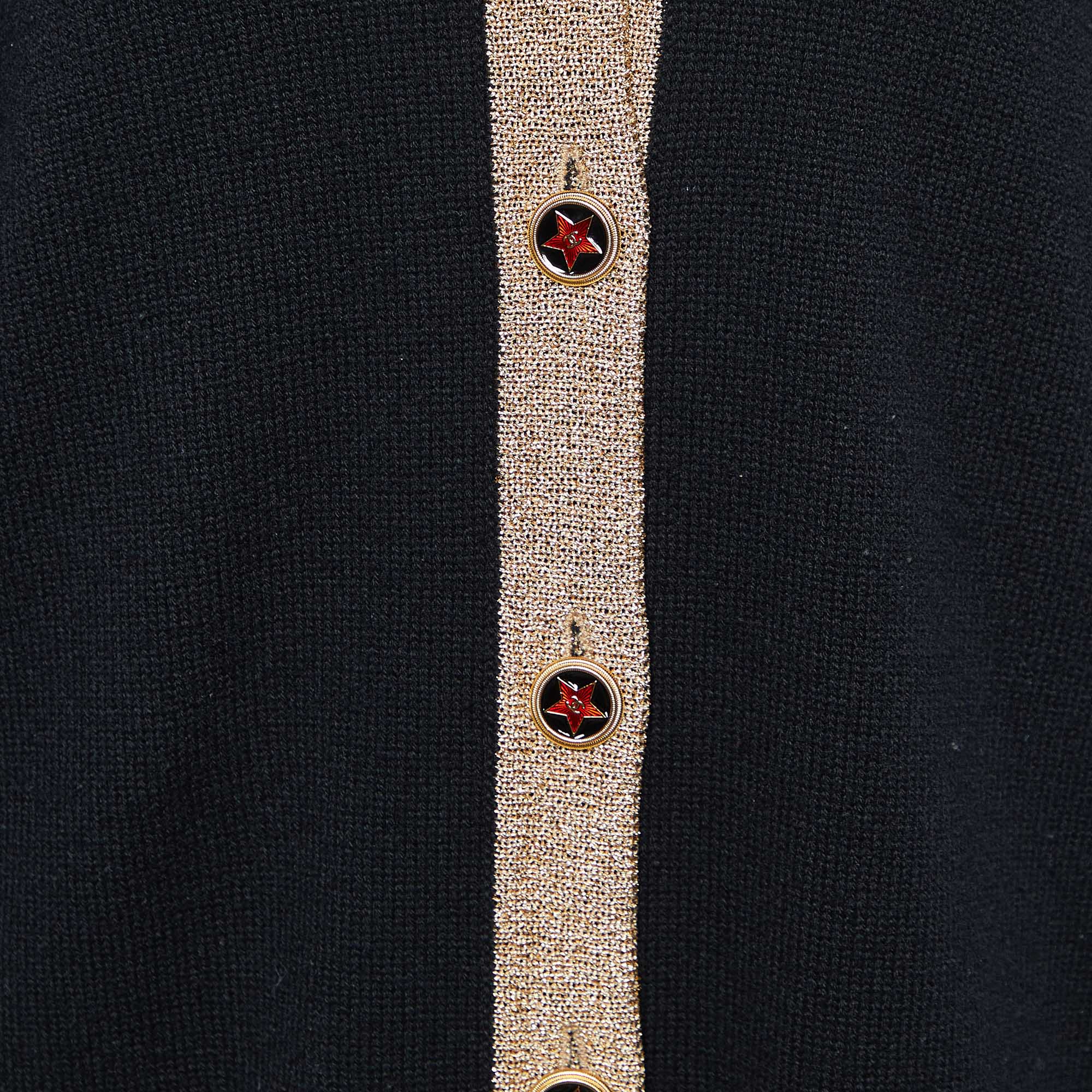 Chanel Black Cashmere & Lurex Knit Button Front Cardigan M