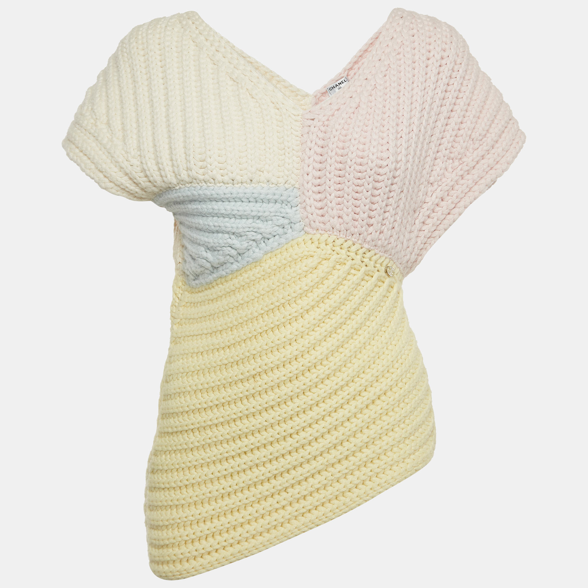 Chanel Multicolor Cashmere Knit Asymmetrical Pullover S