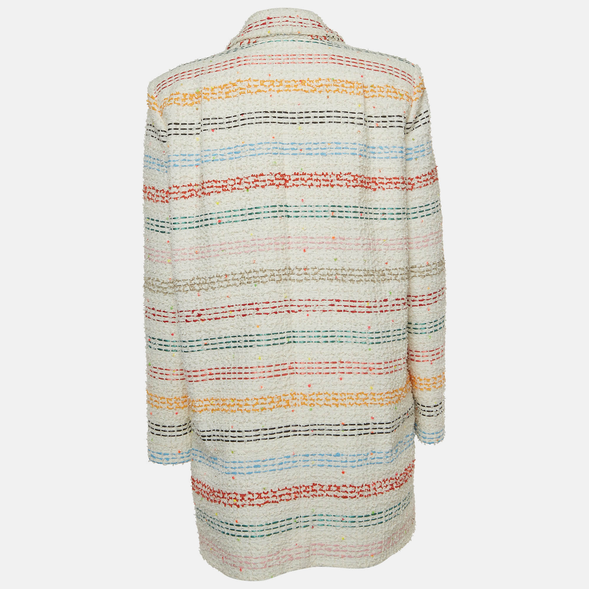 Chanel Multicolor Striped Tweed Long Jacket M