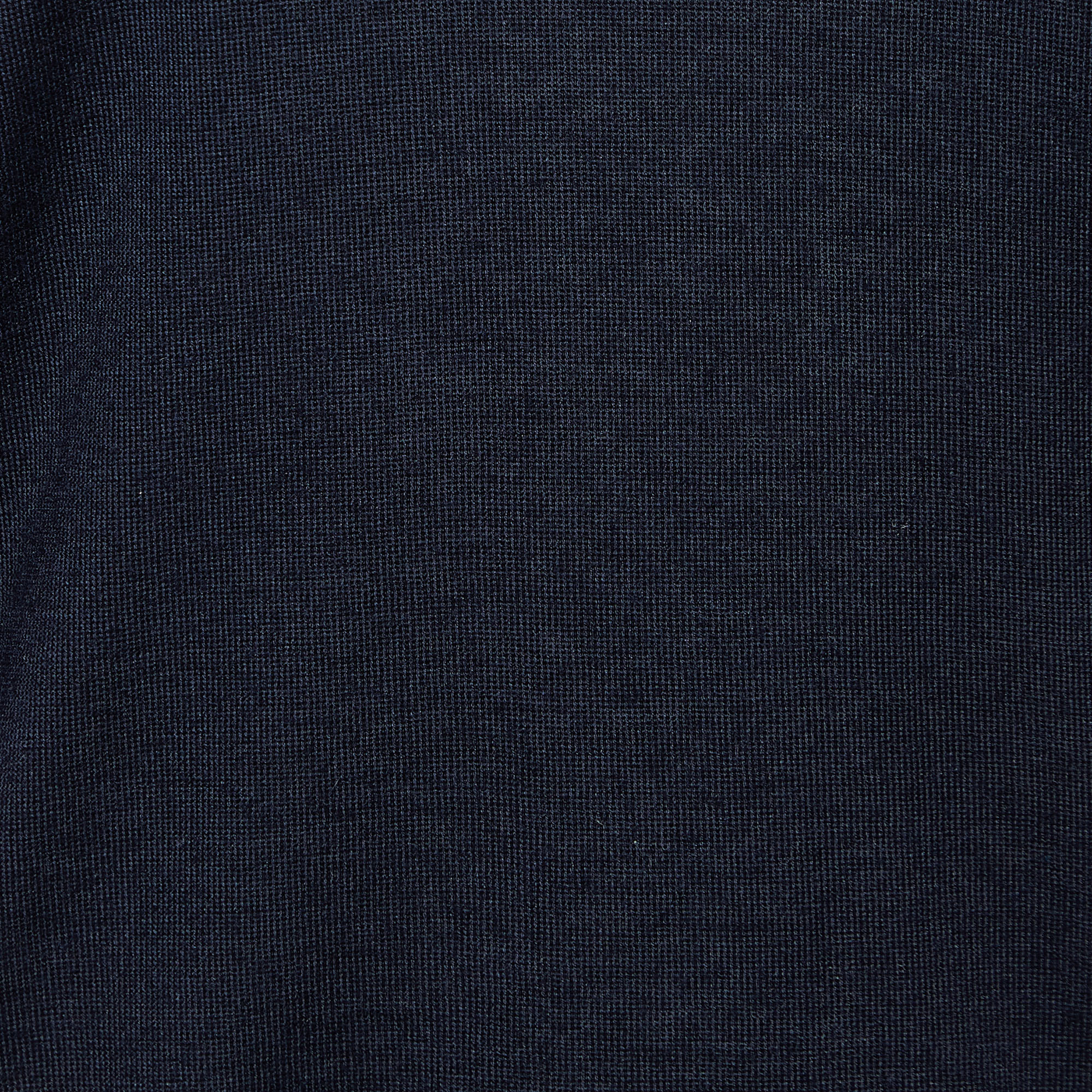 Chanel Dark Blue Cashmere & Silk Knit V-Neck Sweater XL