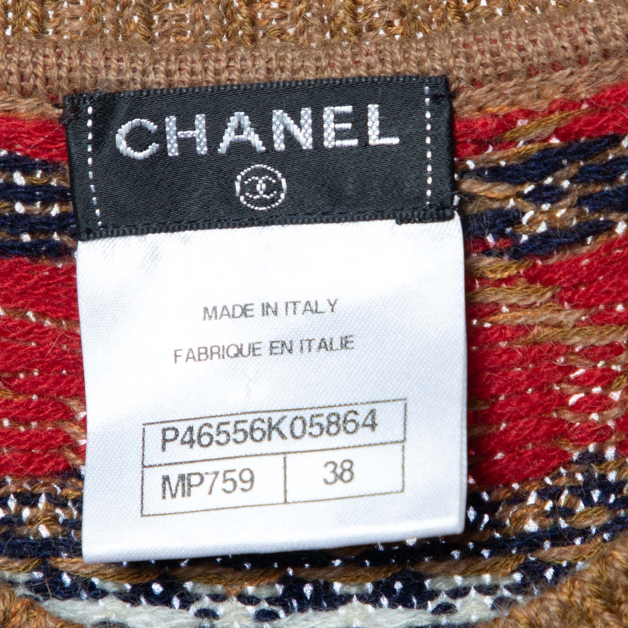 Chanel Brown Cashmere & Alpaca Knit Midi Dress & Scarf Set M