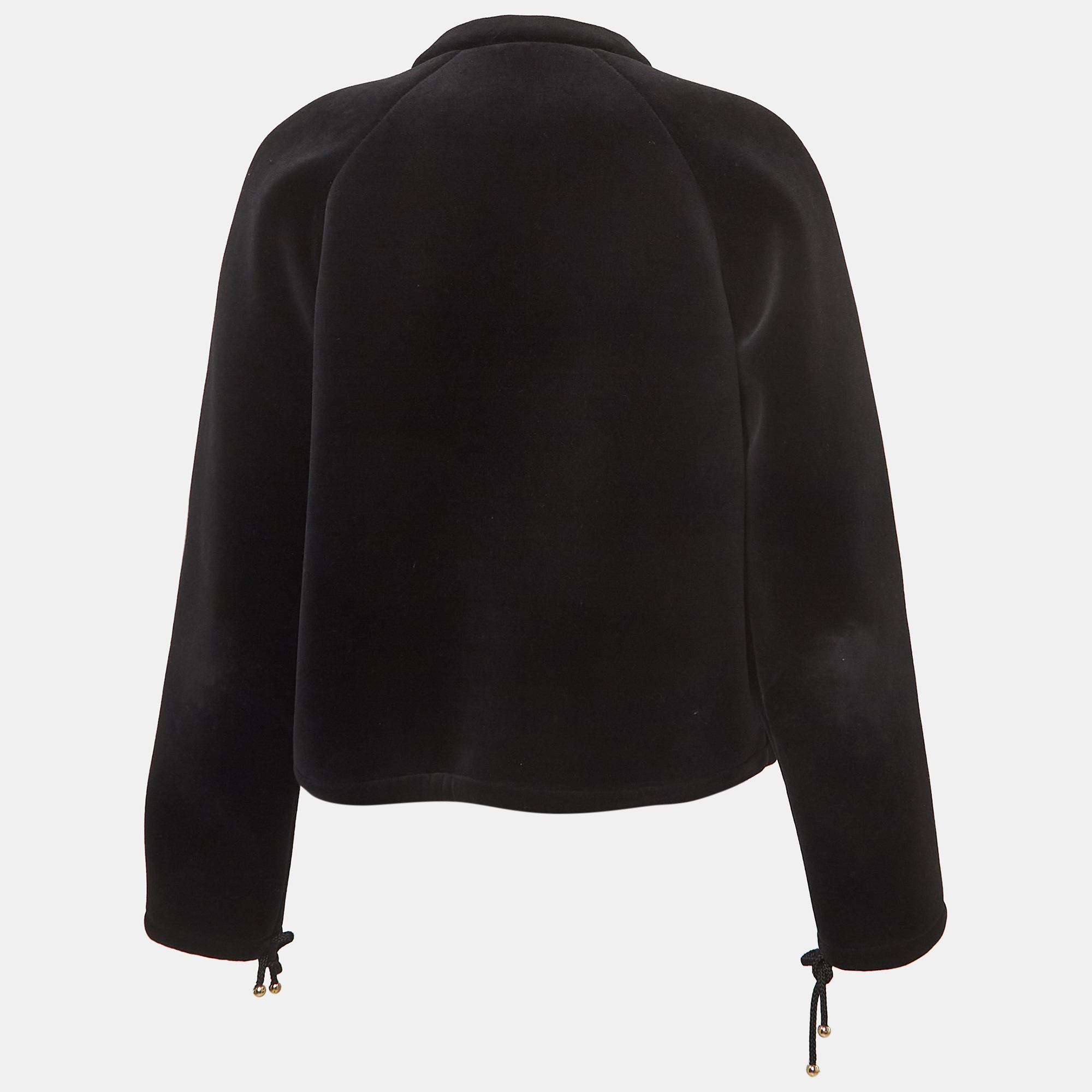 Chanel Black Velvet Contrast Trim Crop Jacket M