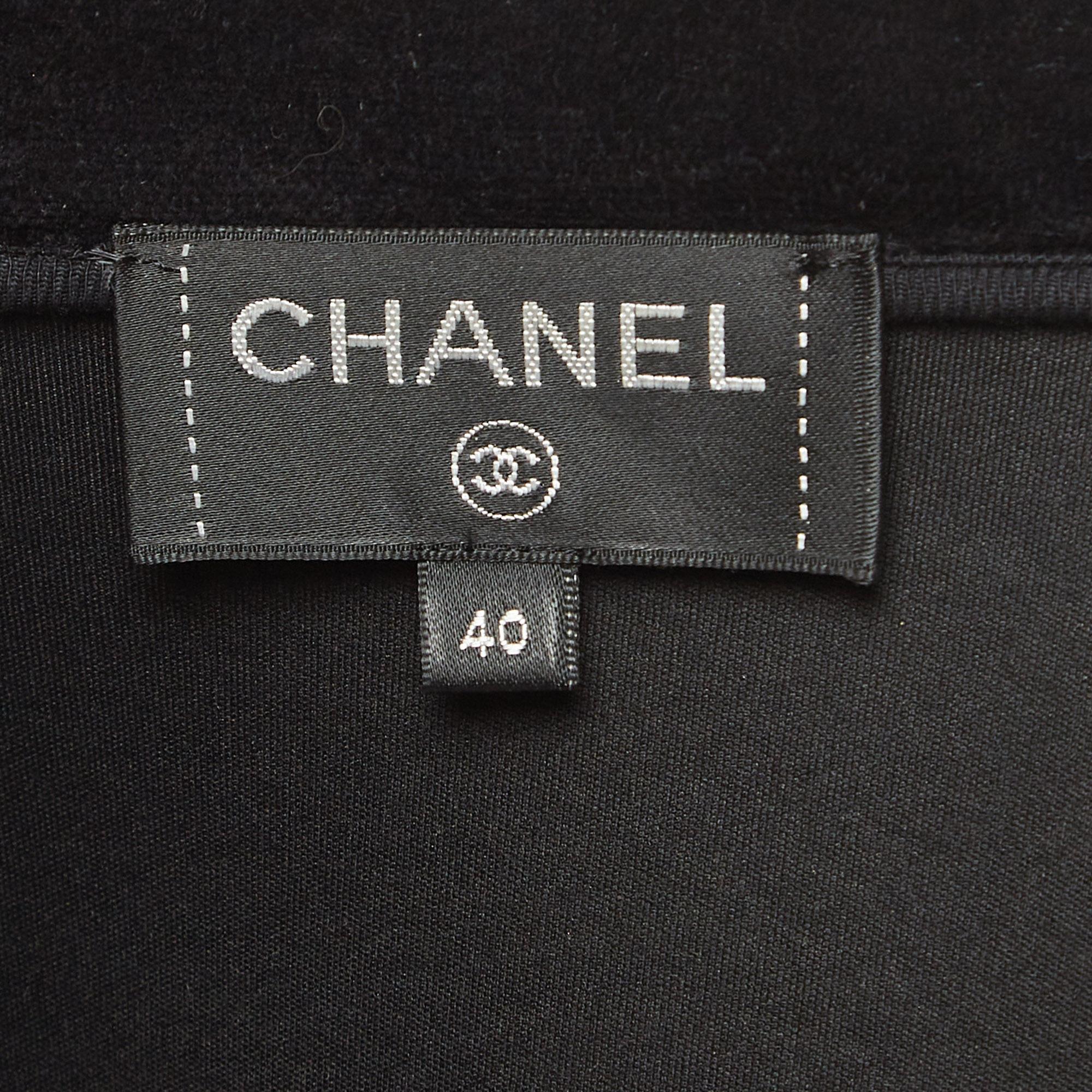 Chanel Black Velvet Contrast Trim Crop Jacket M