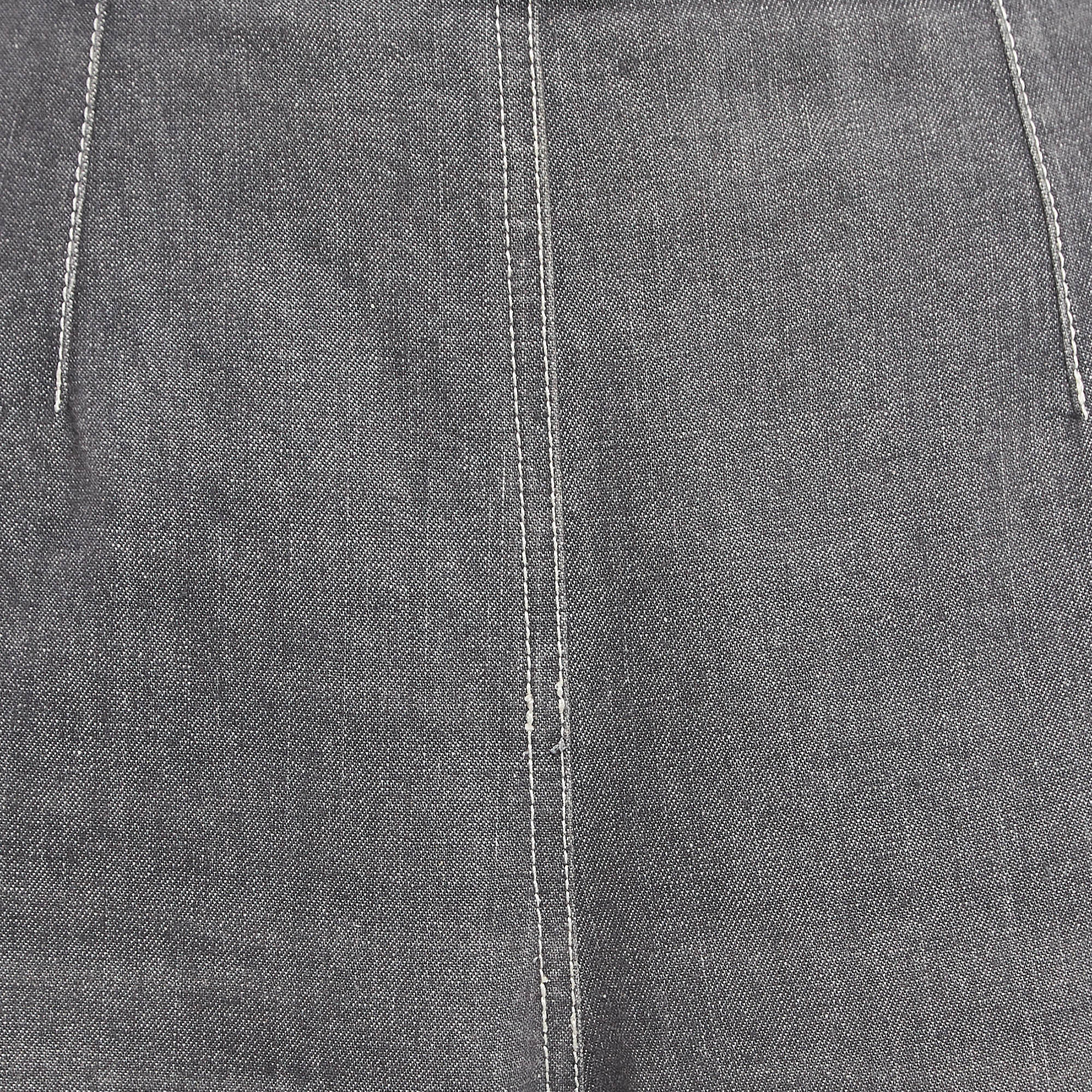 Chanel Grey CC Embellished Denim Flared Jeans L Waist 32