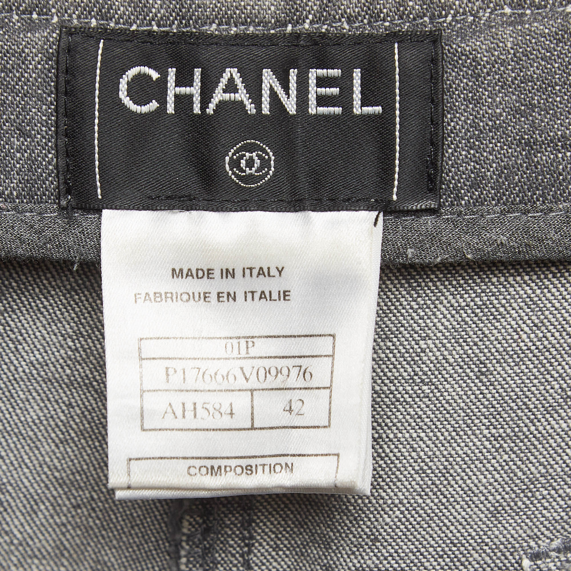 Chanel Grey CC Embellished Denim Flared Jeans L Waist 32