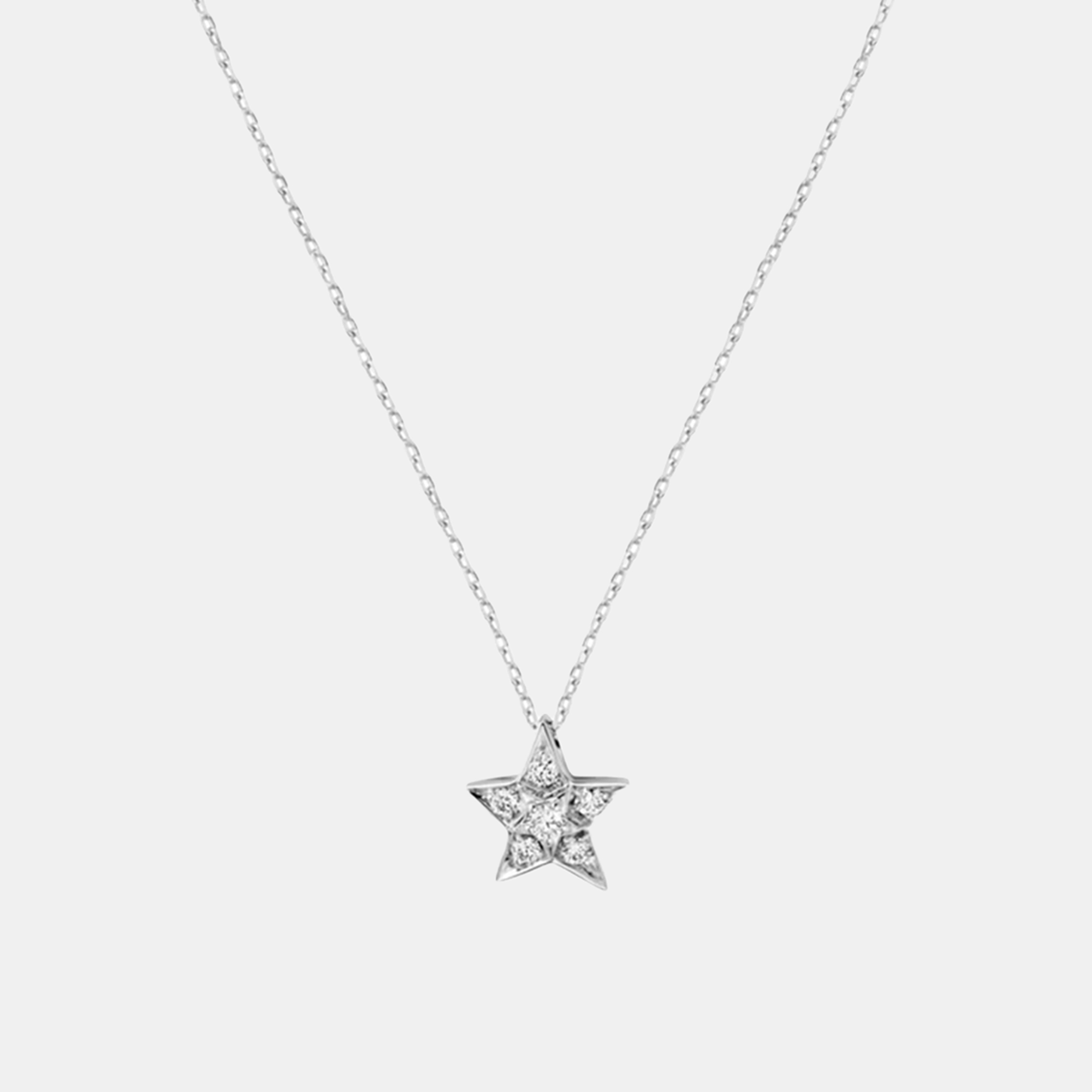 Chanel 18K White Gold Diamond Small Star Pendant Necklace