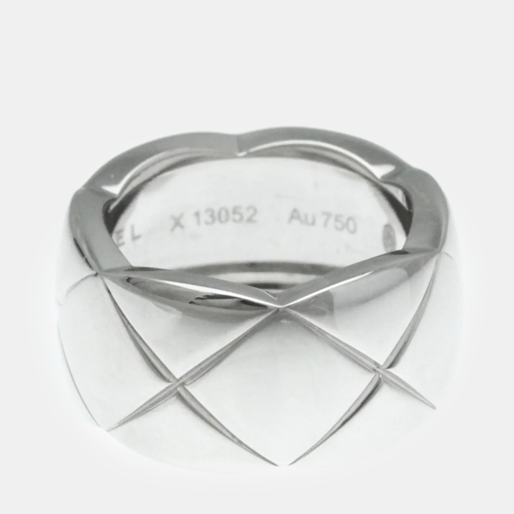 Chanel 18k White Gold Large Coco Crush Band Ring EU 51