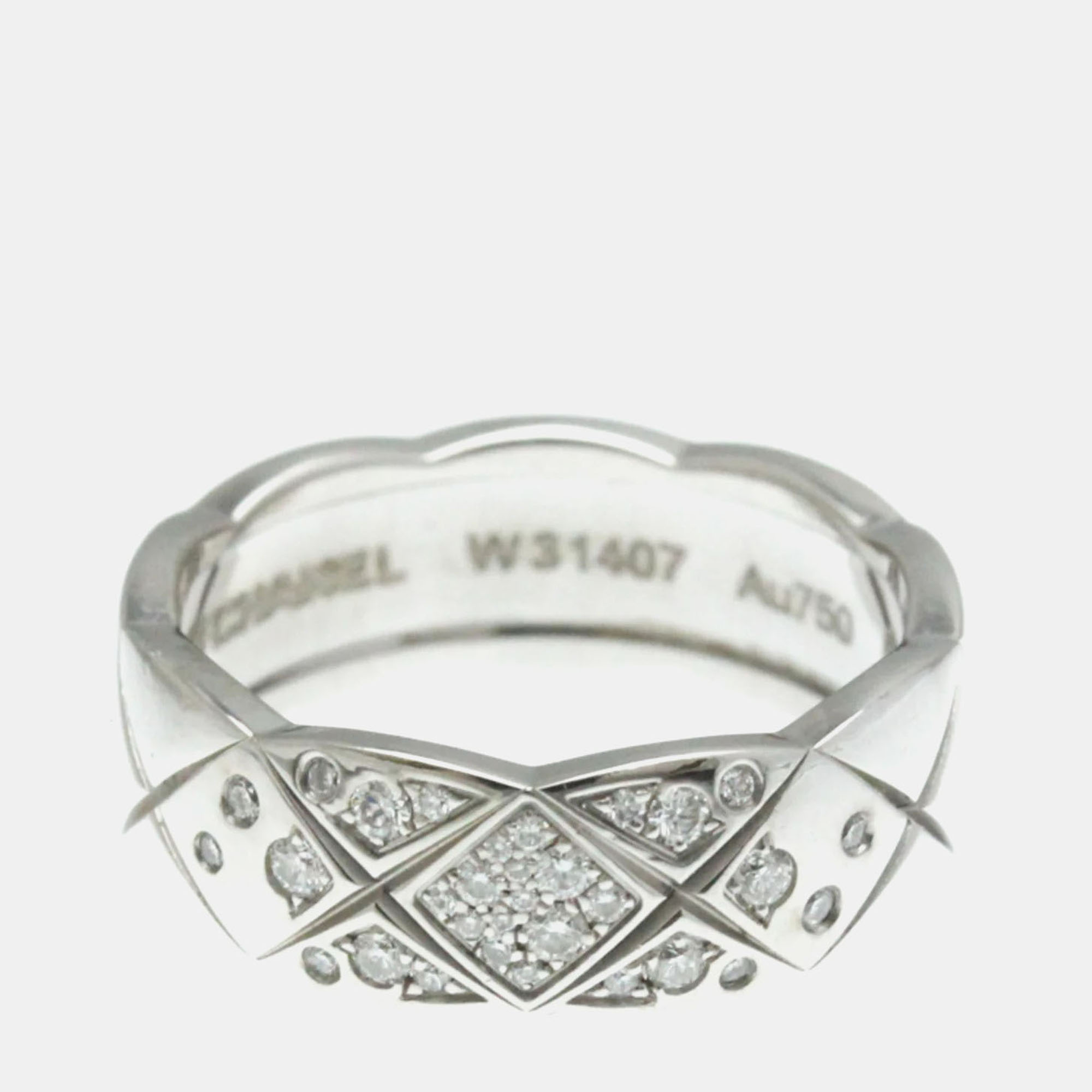 Chanel Coco Crush Diamond Ring Medium Size White Gold 18K Fashion Diamond Band Ring Silver
Chanel Coco Crush Diamond Ring Medium Size White Gold 18K Fashion Diamond Band Ring Silver