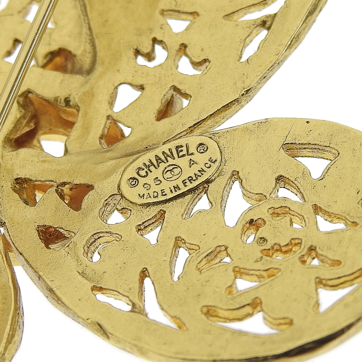 Chanel Gold Metal CC Paisley Brooch