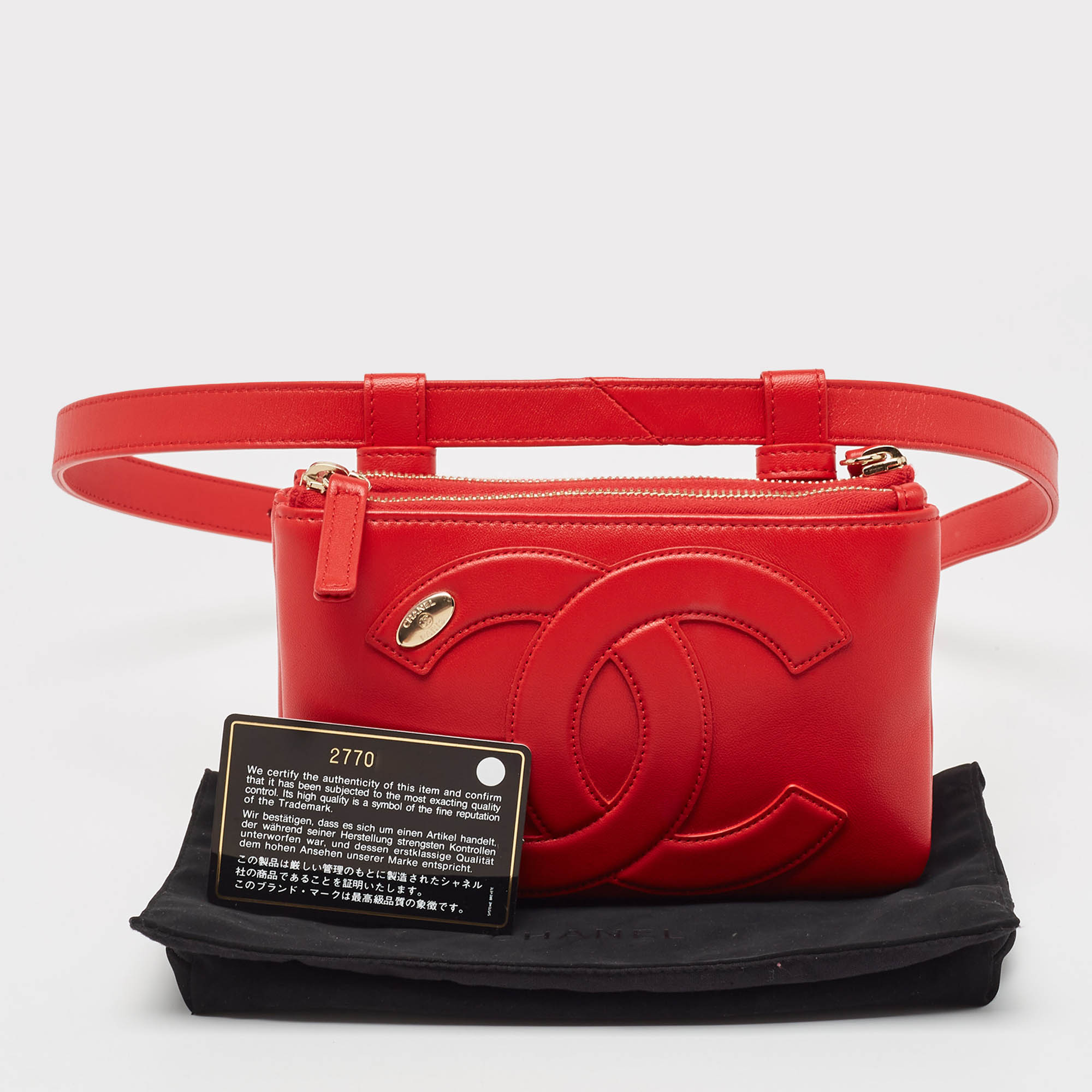 Chanel Red Leather CC Mania Waist Bag