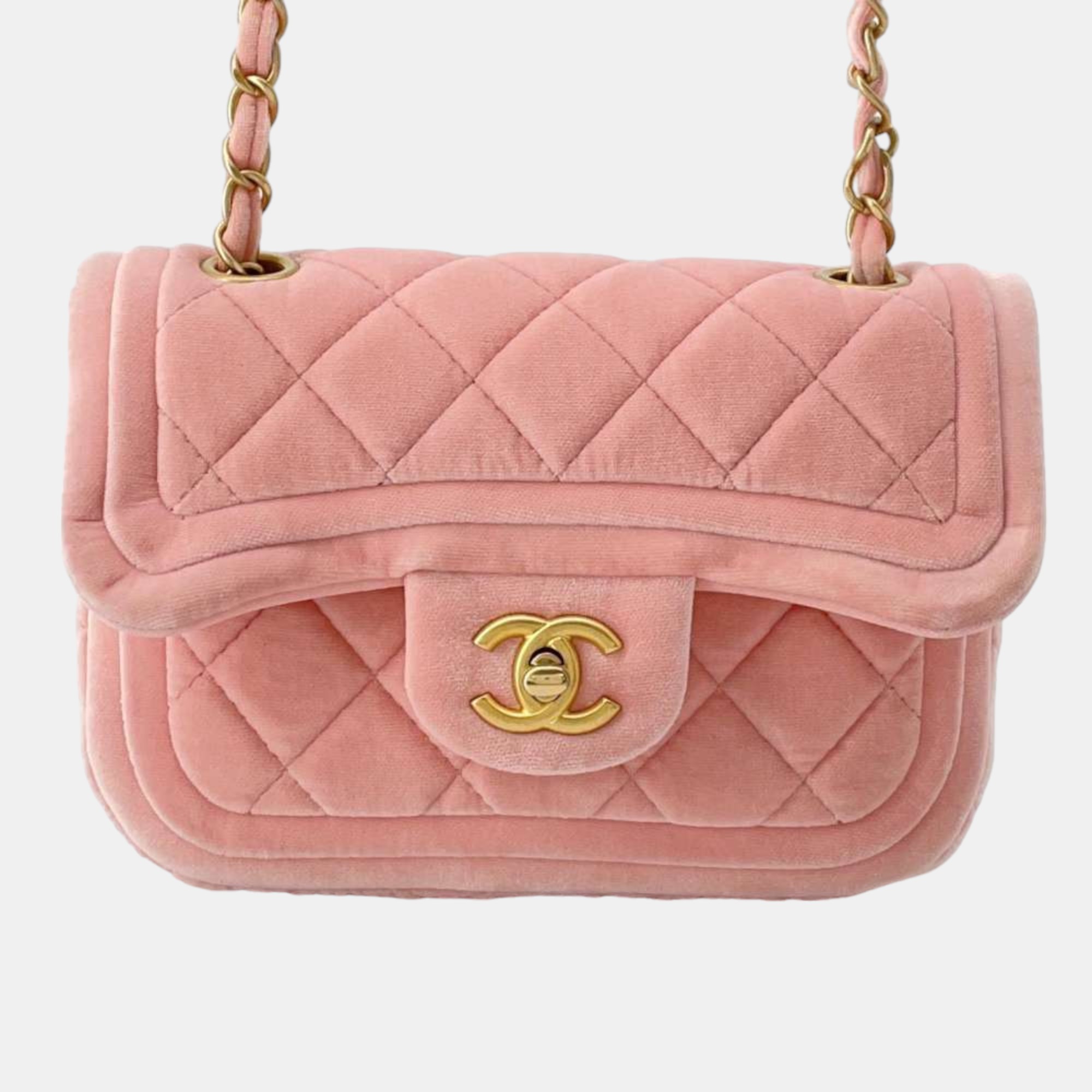 Chanel pink velvet mini flap bag shoulder bag