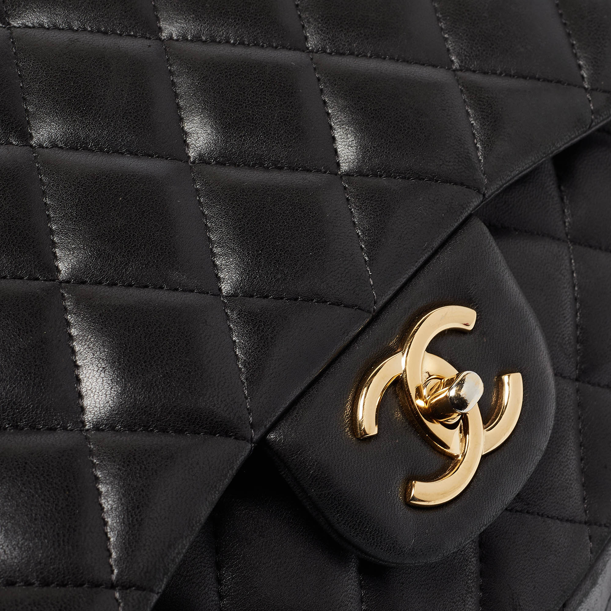 Chanel Black Quilted Lambskin Leather Maxi Classic Double Flap Bag