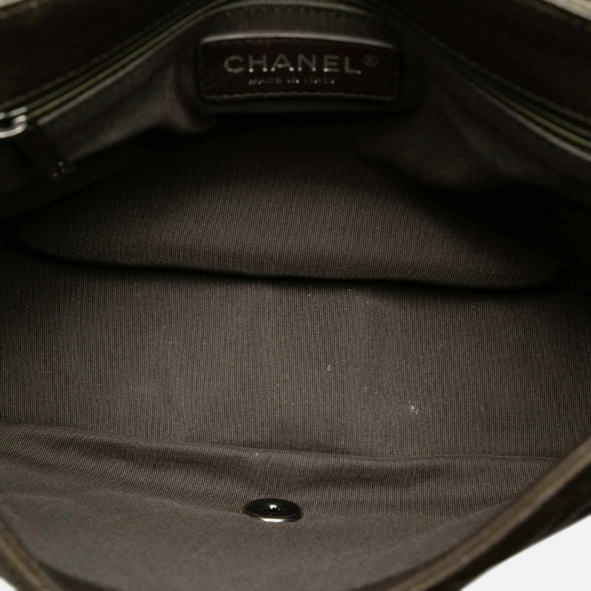 Chanel Khaki Grey Caviar Quilted Casual Pocket Messenger Flap Bag