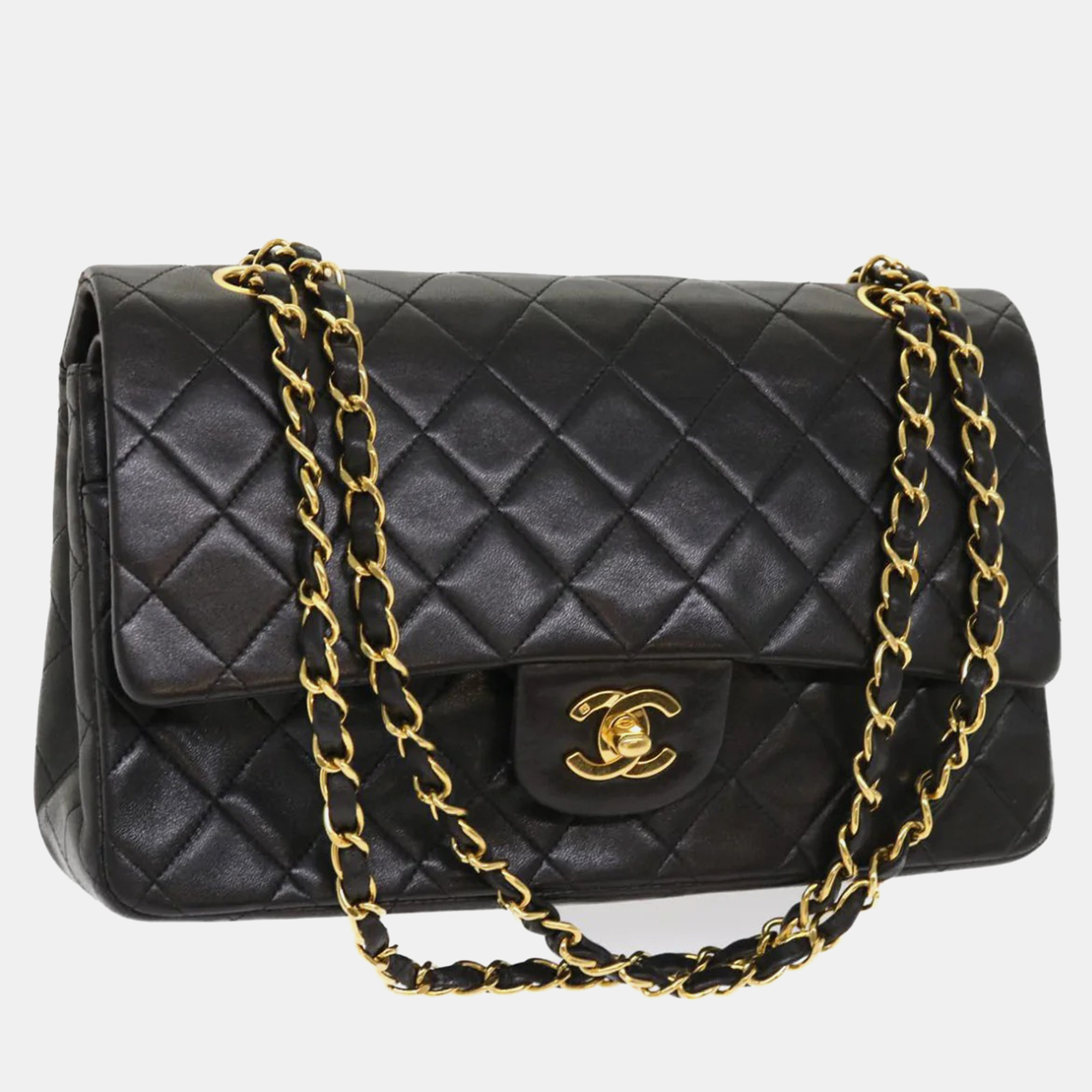 Chanel Black Leather Classic Double Flap Shoulder Bag