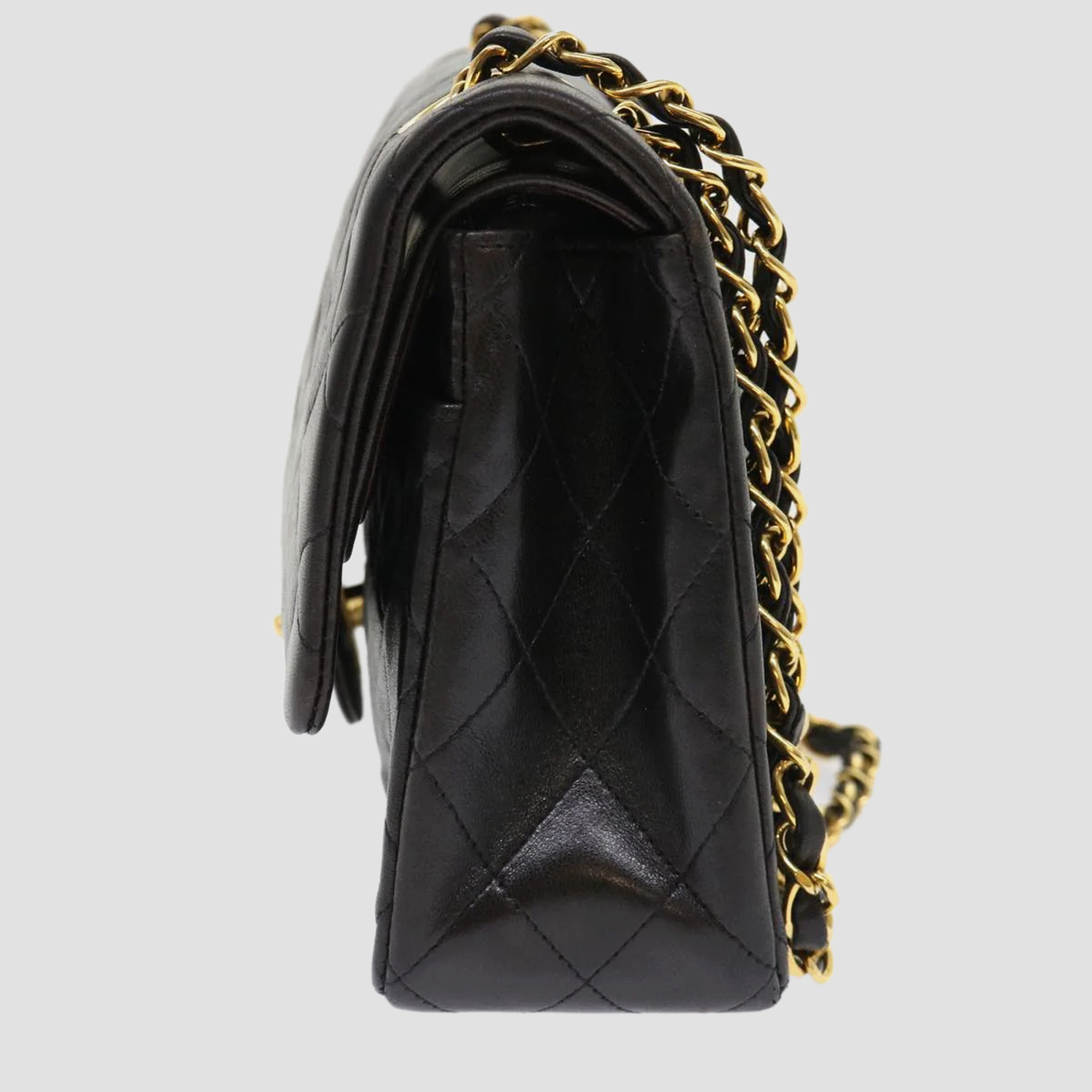 Chanel Black Leather Classic Double Flap Shoulder Bag