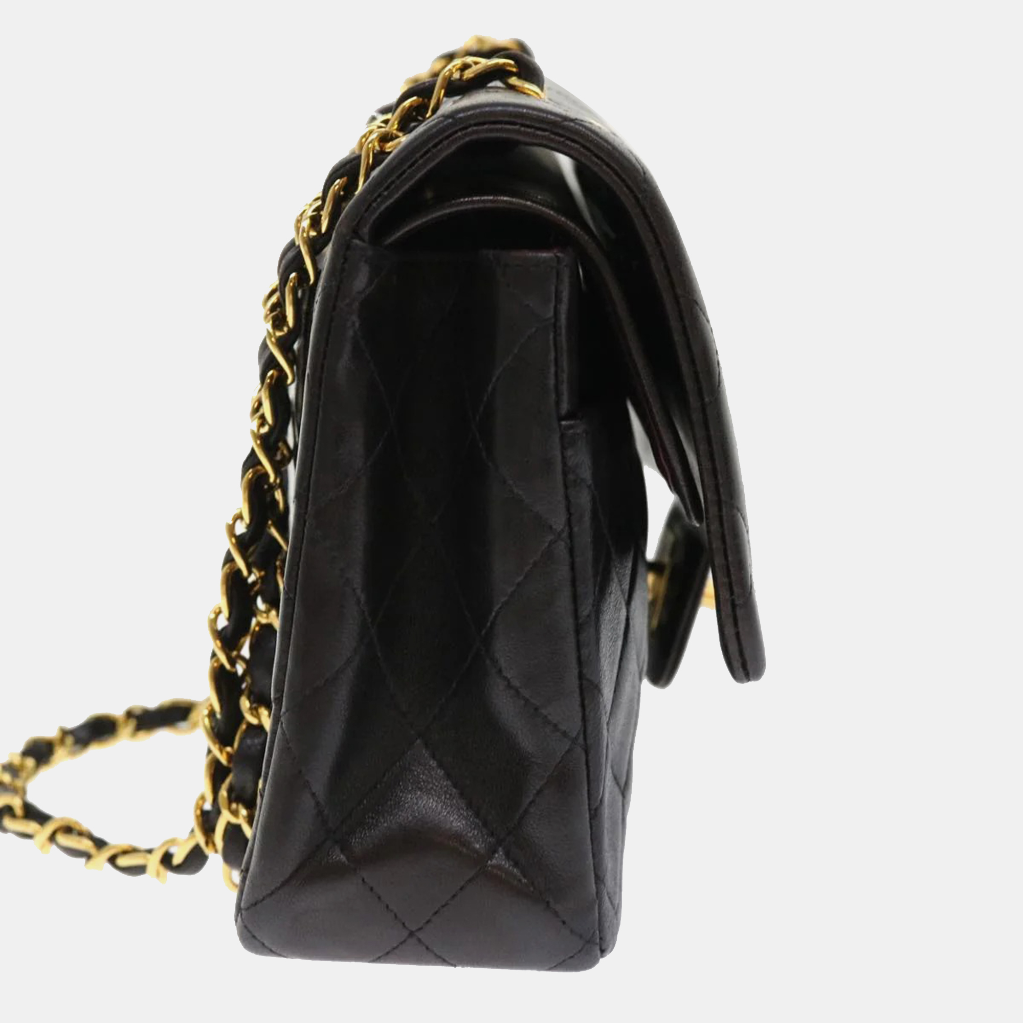 Chanel Black Leather Classic Double Flap Shoulder Bag