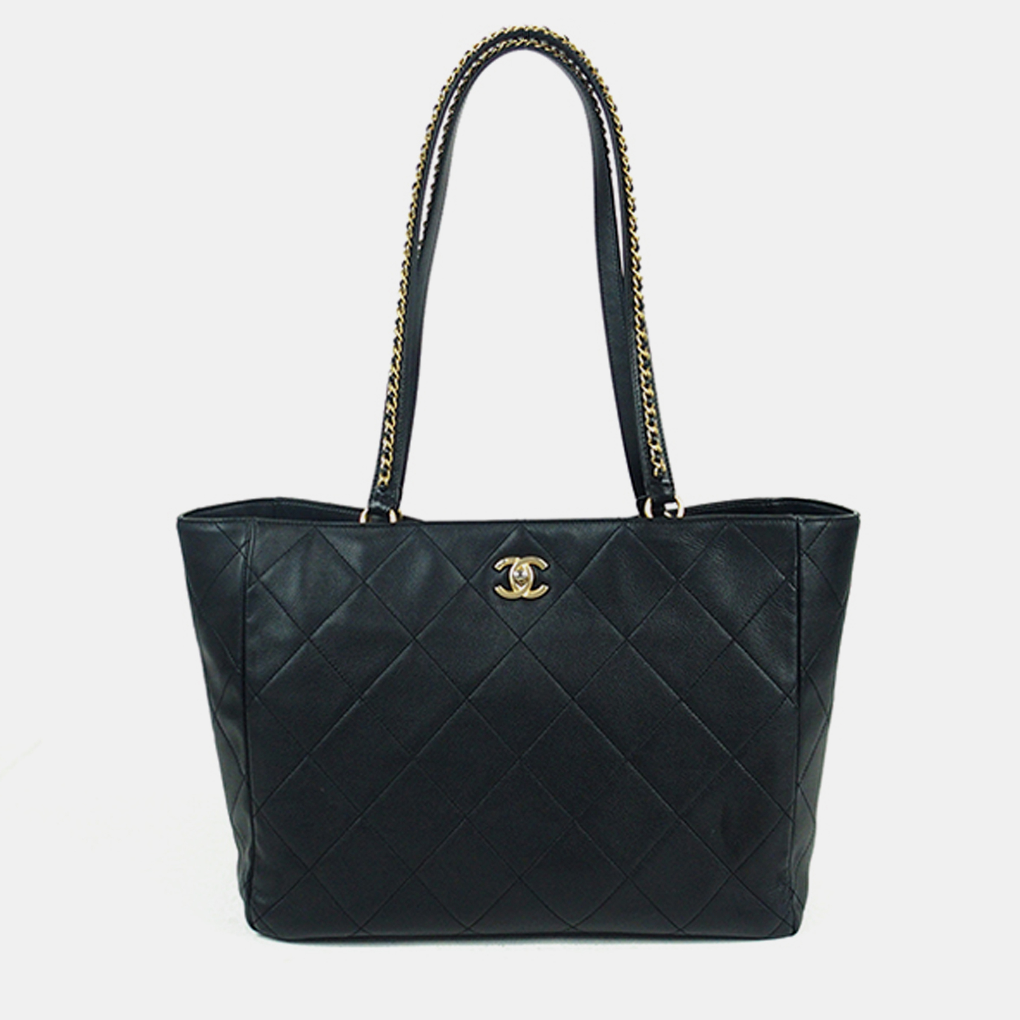 Chanel cc quilted lambskin tote bag