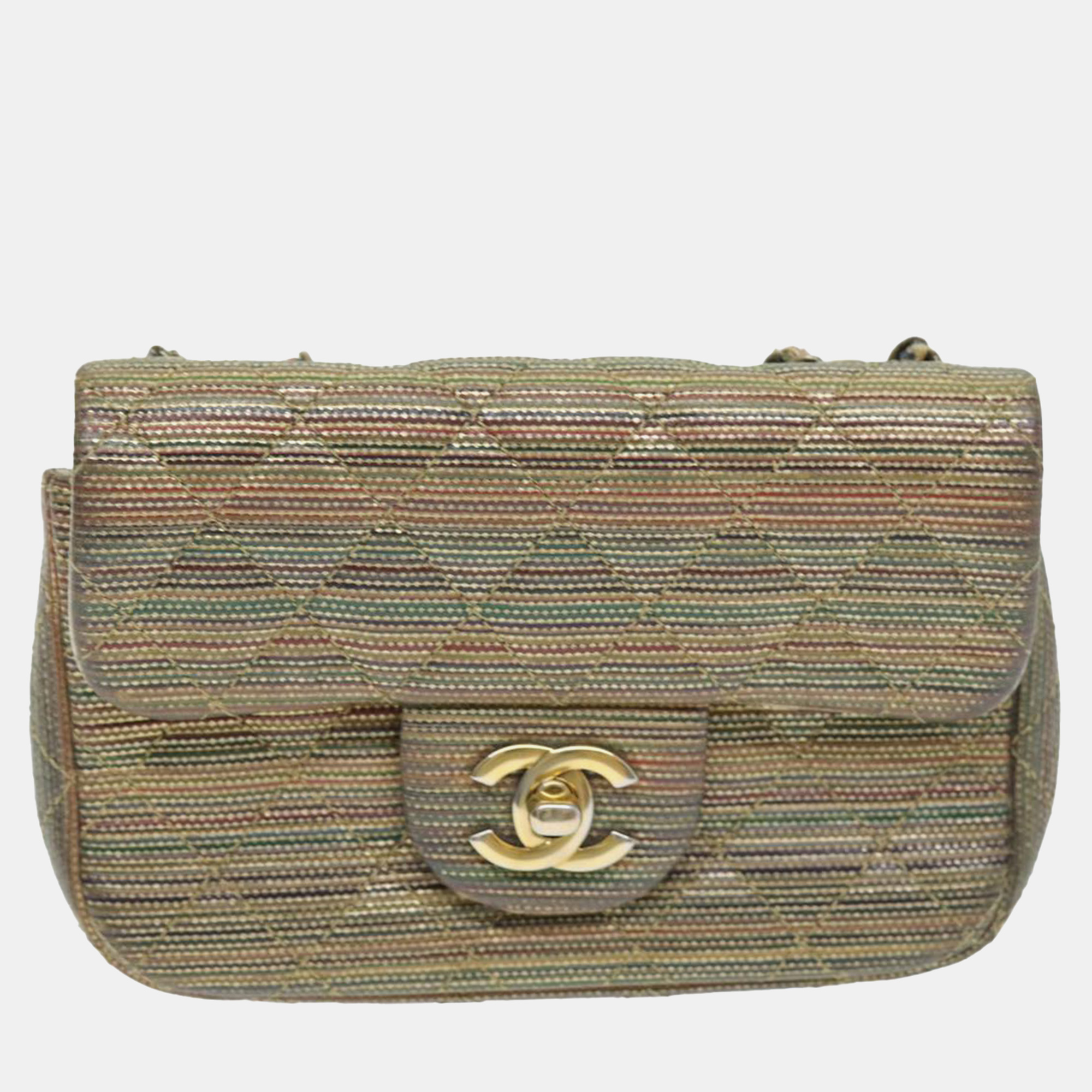 Chanel quilted multicolor metallic sheepskin small classic single flap bag