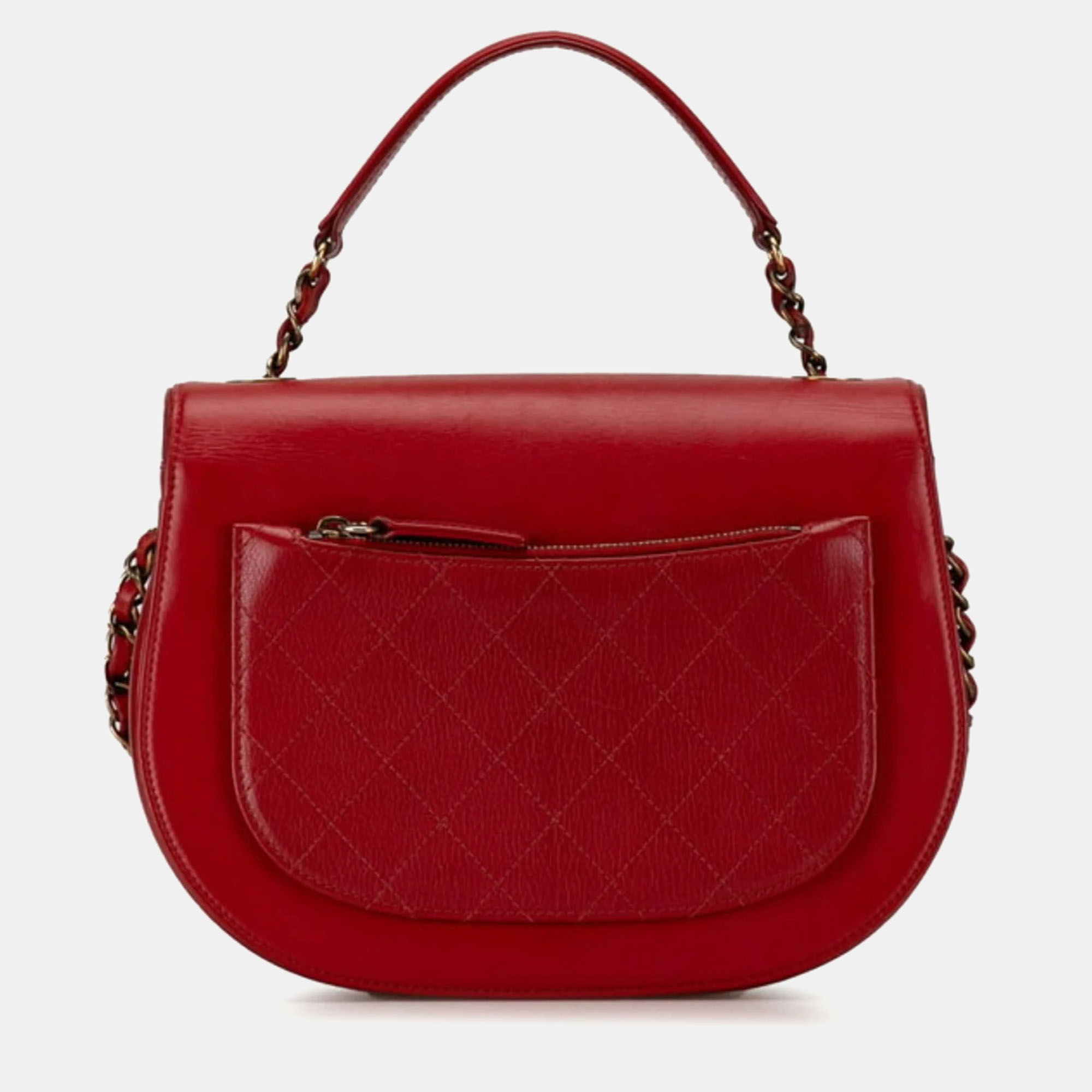 Chanel Red Calfskin And Quilted Goatskin Small Coco Curve Flap  Shoulder Bag