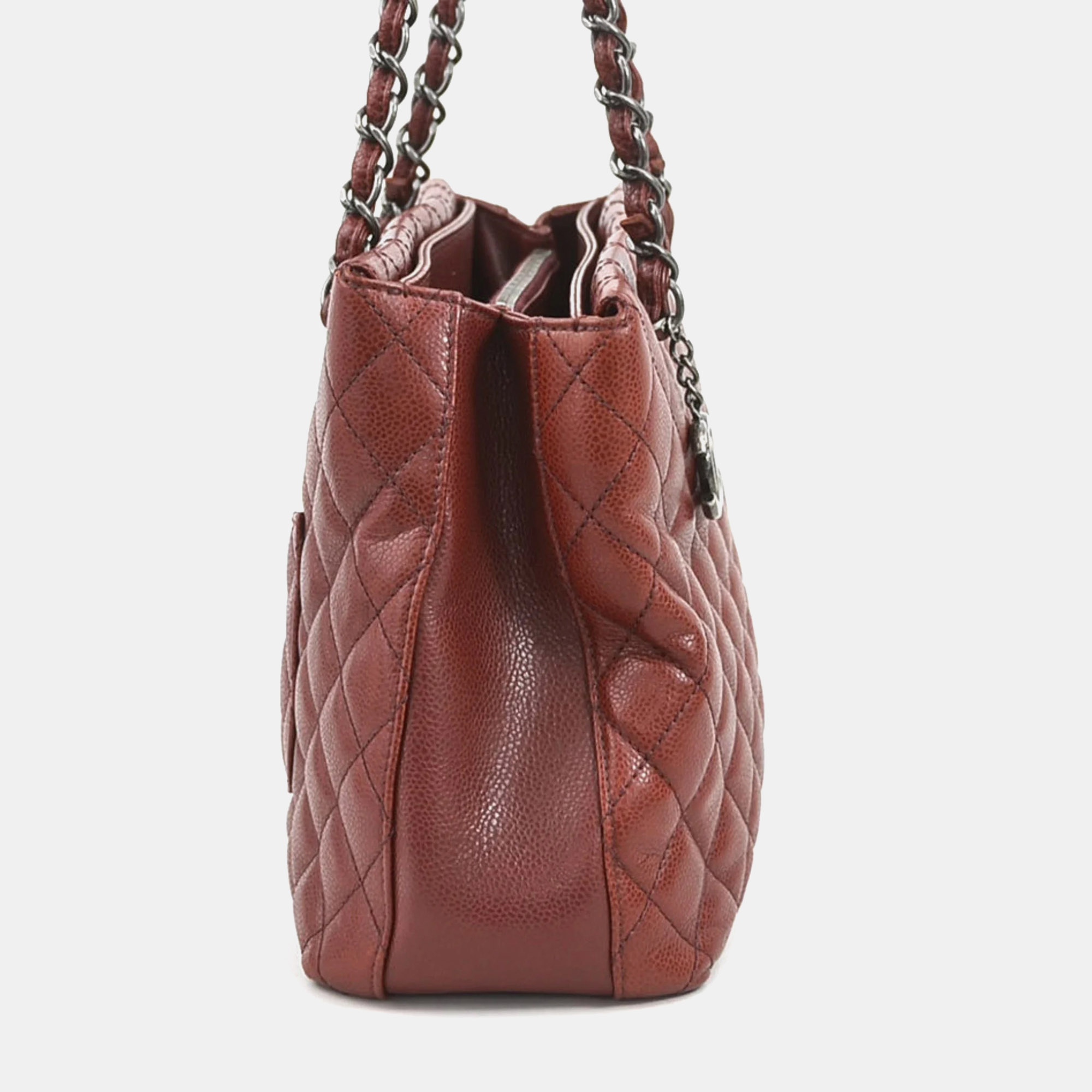 Chanel Bordeaux Quilted Caviar Large City Shopping Tote Bag