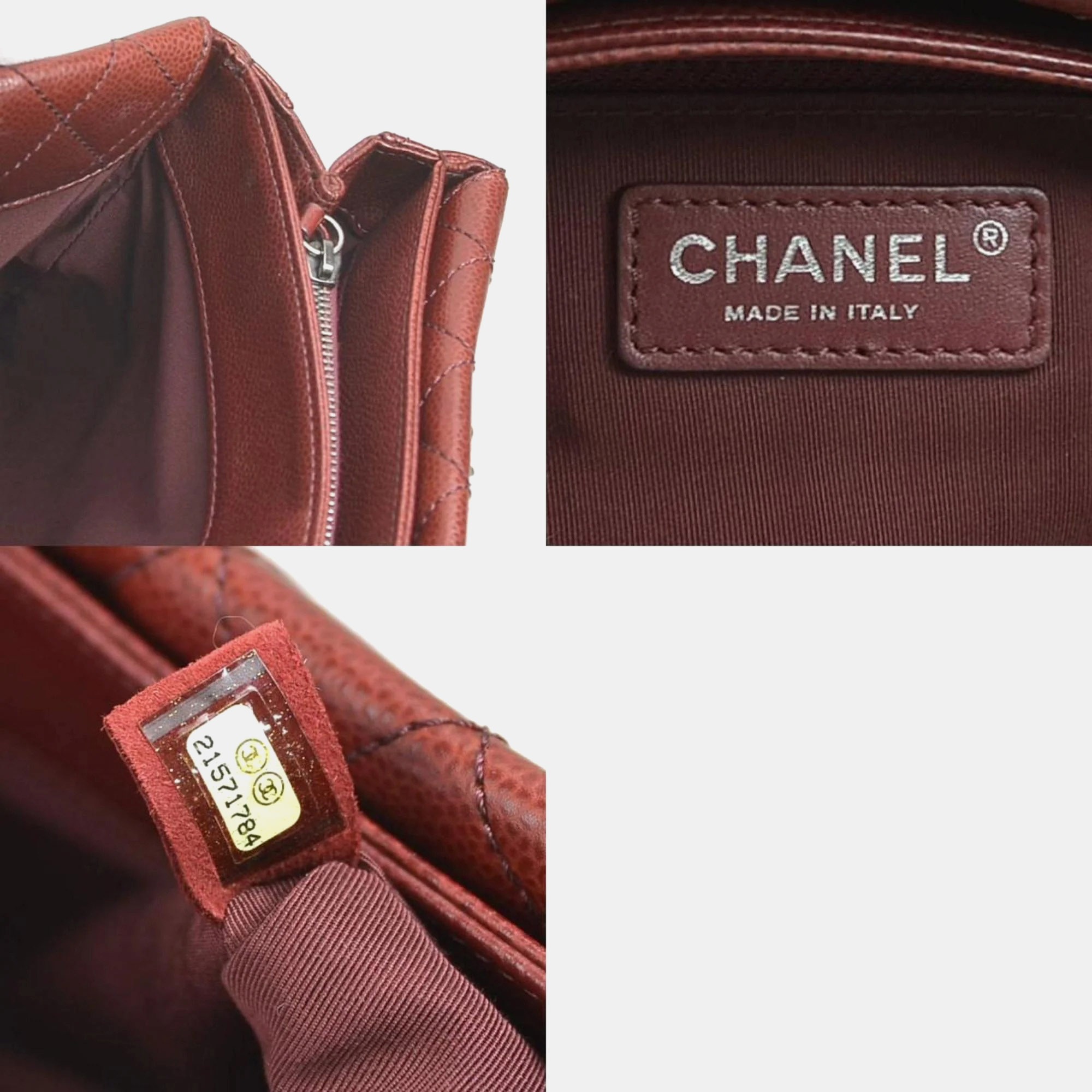 Chanel Bordeaux Quilted Caviar Large City Shopping Tote Bag