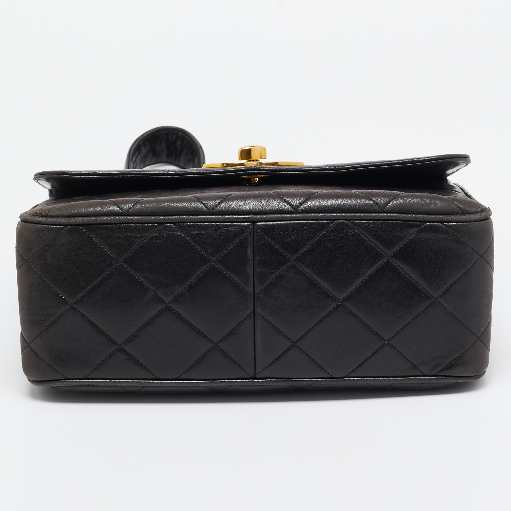 Chanel Black Quilted Leather CC Square Flap Chain Bag