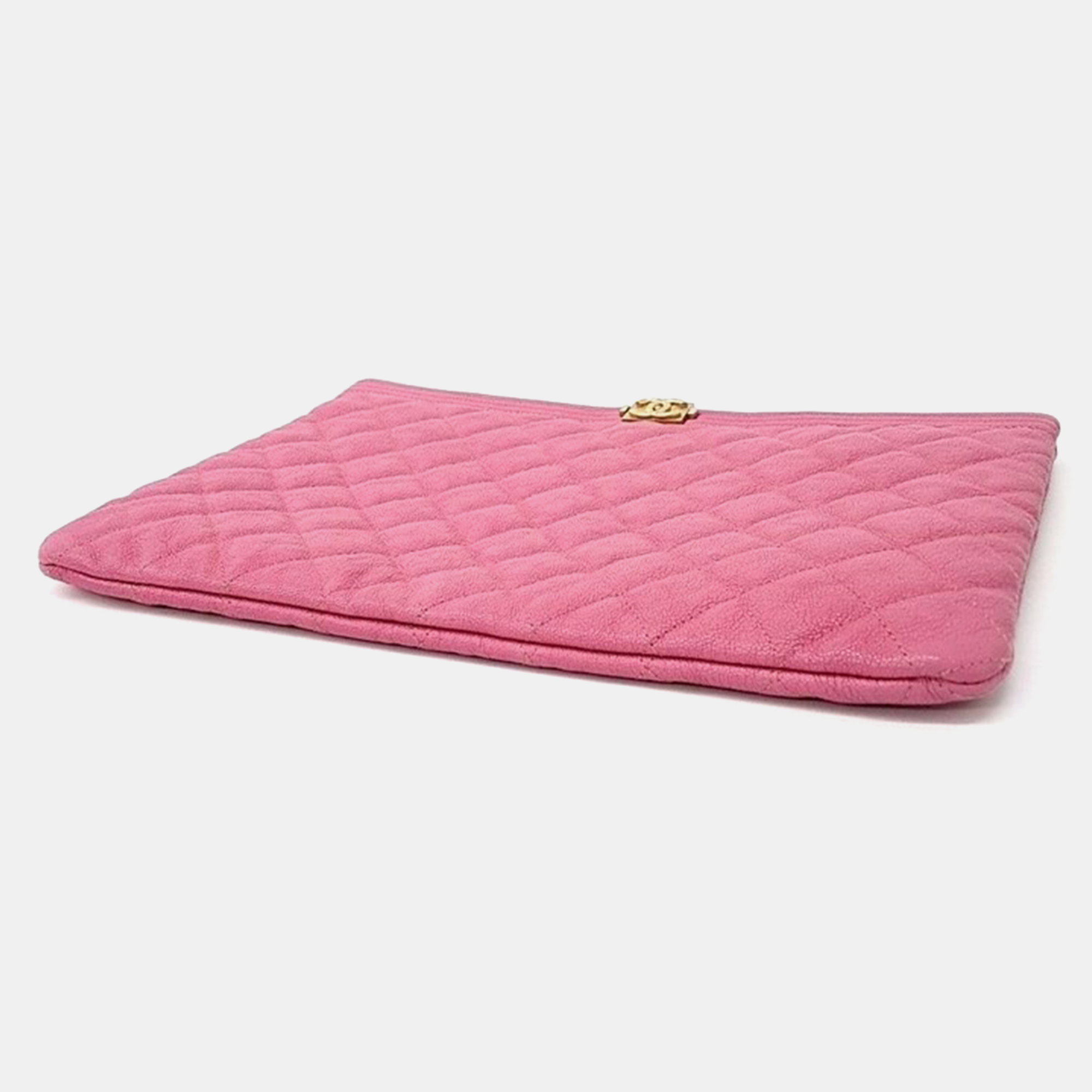 Chanel Pink Caviar Leather Medium Boy Clutch Bag