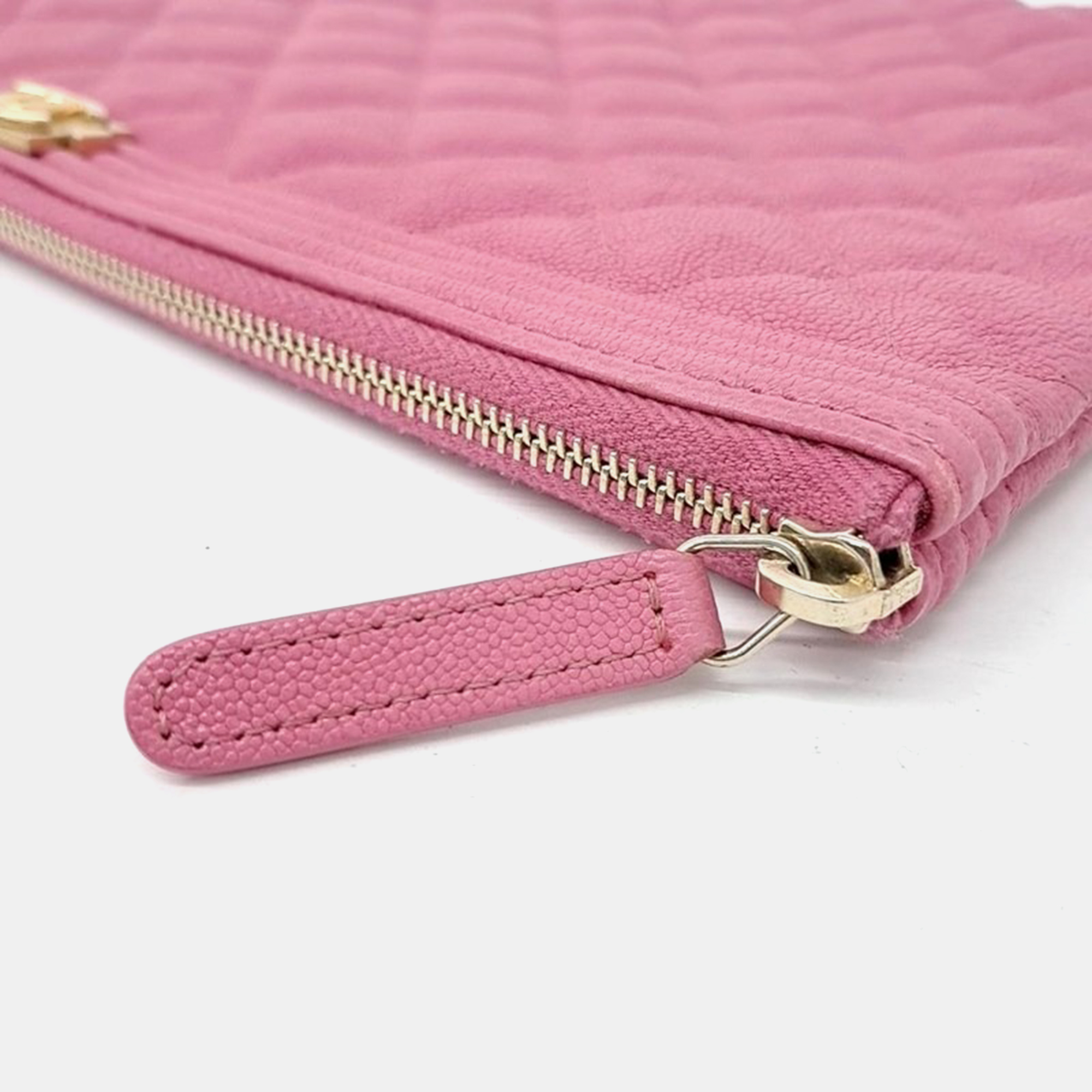 Chanel Pink Caviar Leather Medium Boy Clutch Bag