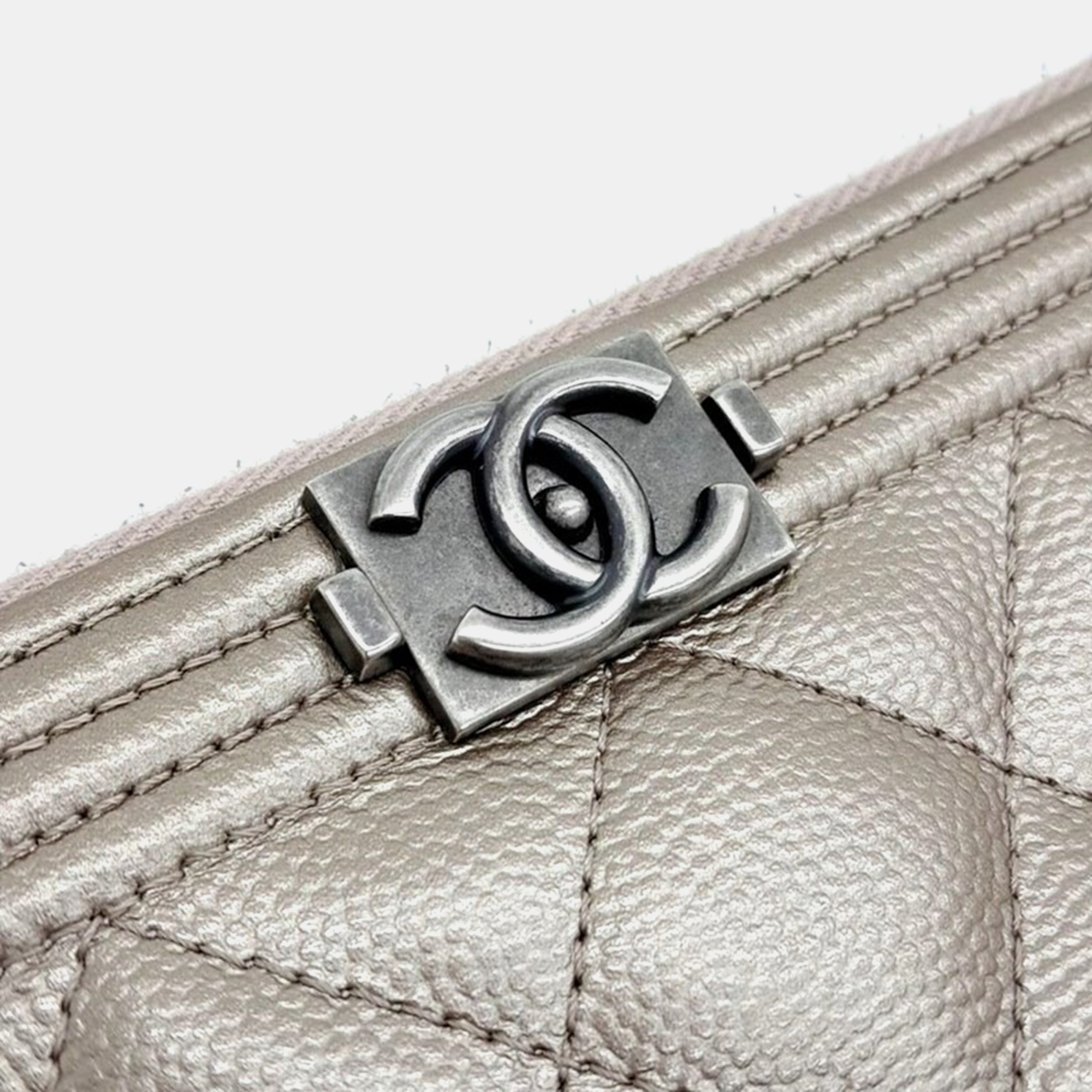 Chanel Bronze Caviar Leather Boy Large Pouch