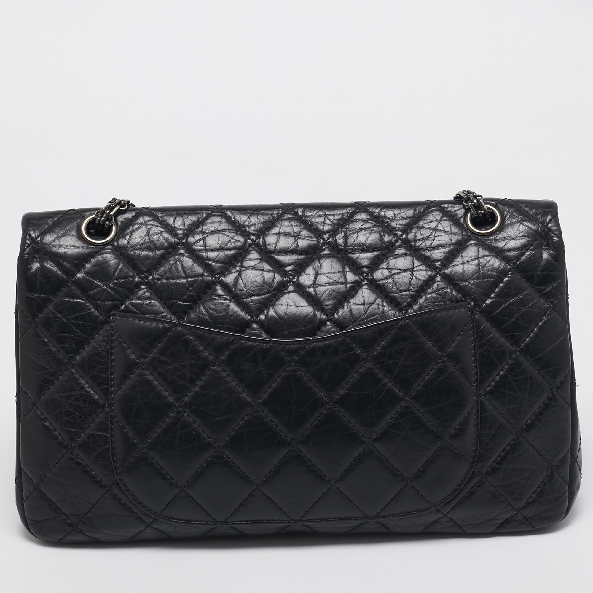 Chanel Black Quilted Aged Leather Reissue 2.55 Classic 227 Flap Bag