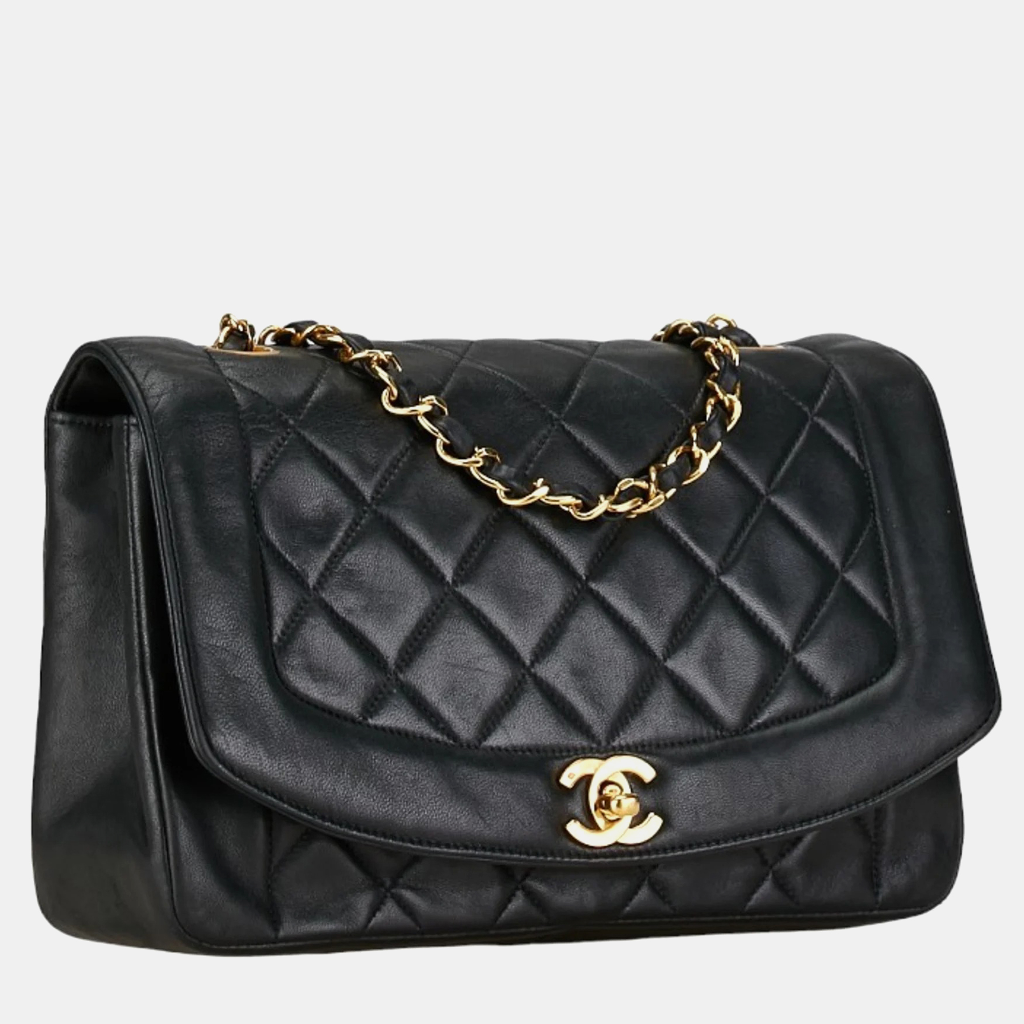 Chanel Black Leather Diana Flap Bag